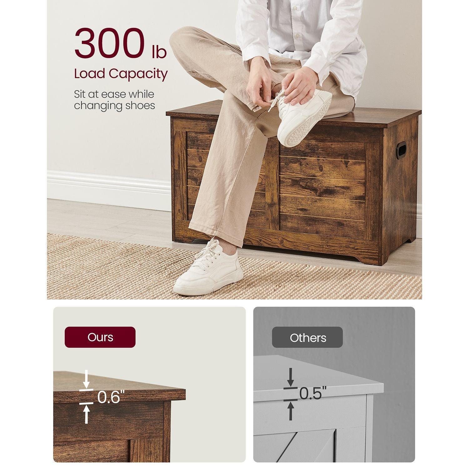 Storage Chest with 2 Safety Hinges Rustic Brown FredCo
