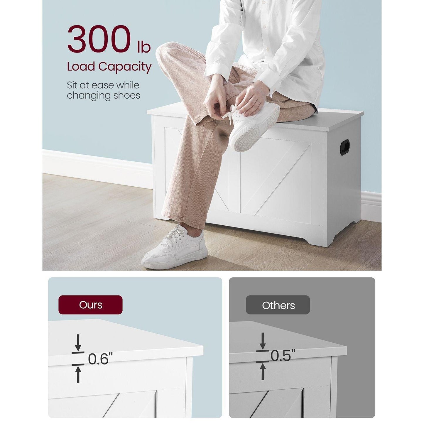 Storage Chest with 2 Safety Hinges White FredCo