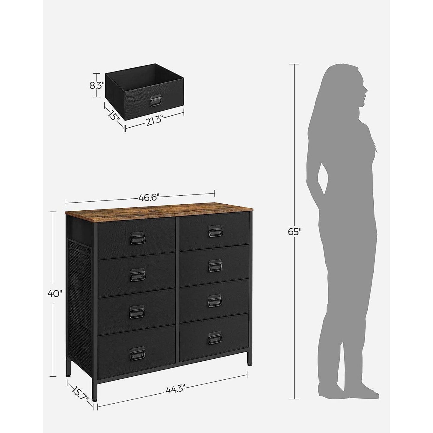 Storage Organizer Unit with 8 Fabric Drawers FredCo