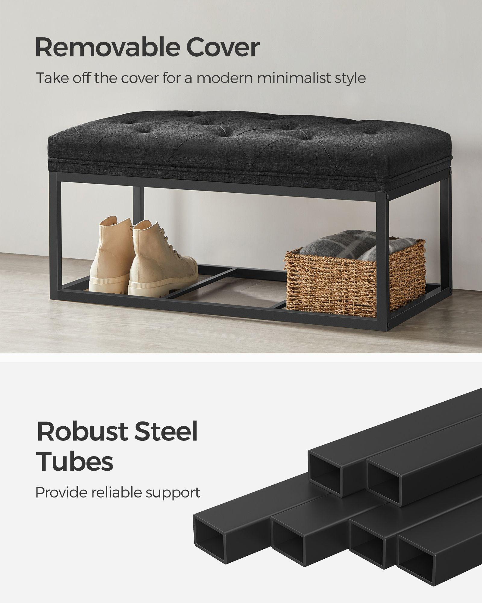 Storage Ottoman Bench Black FredCo