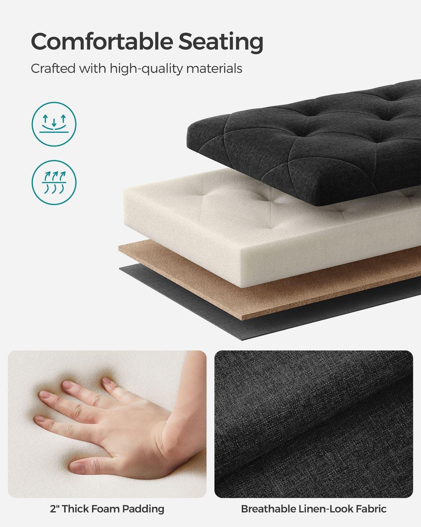 Storage Ottoman Bench Black FredCo