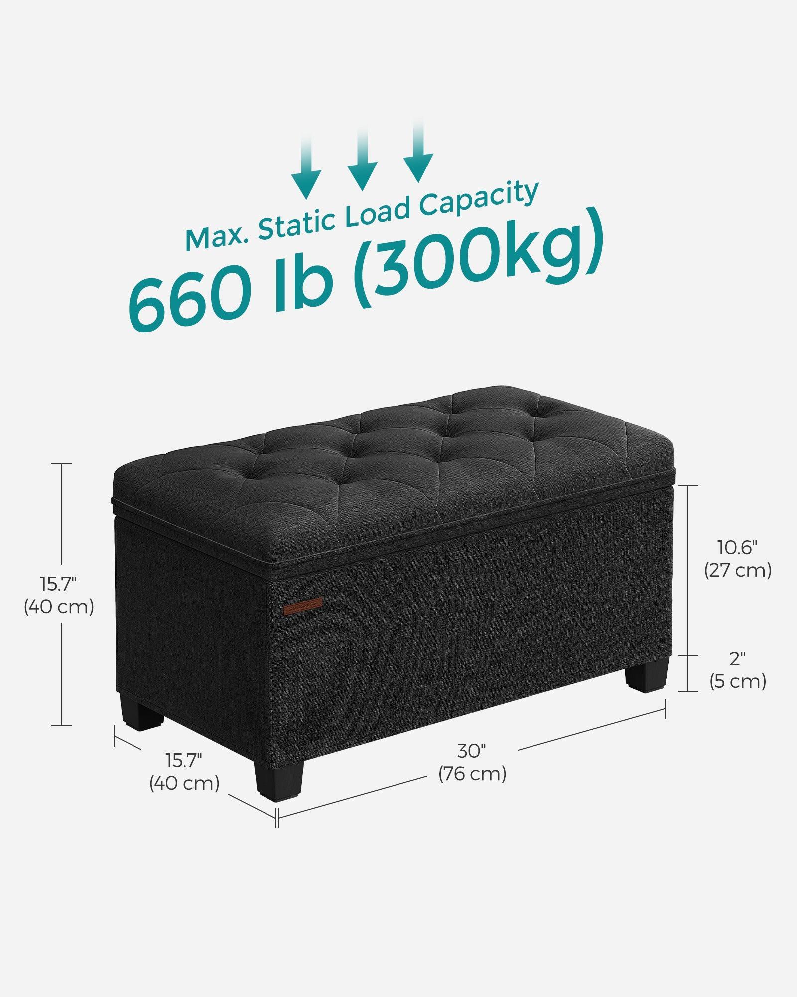 Storage Ottoman Bench Black FredCo