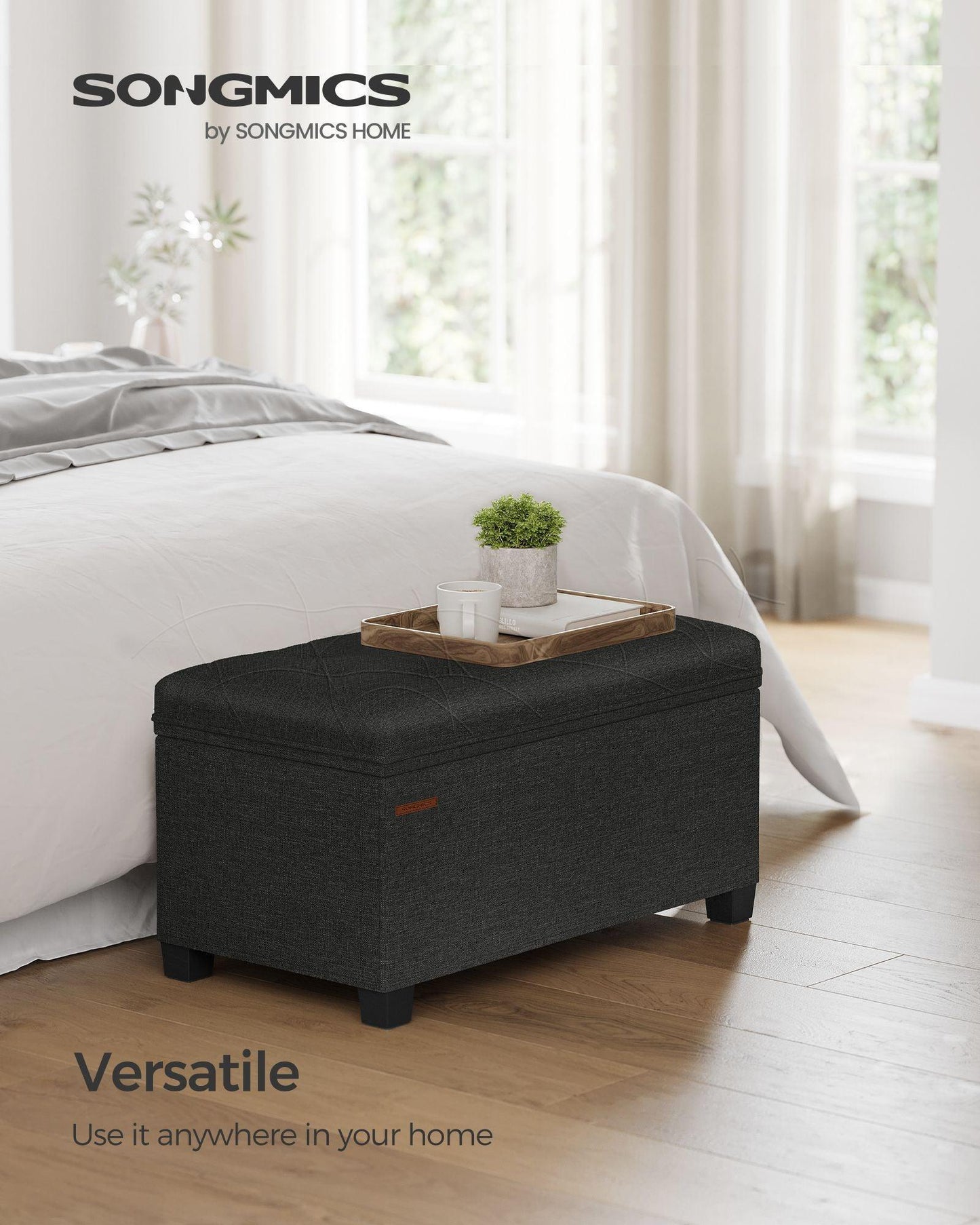Storage Ottoman Bench Black FredCo