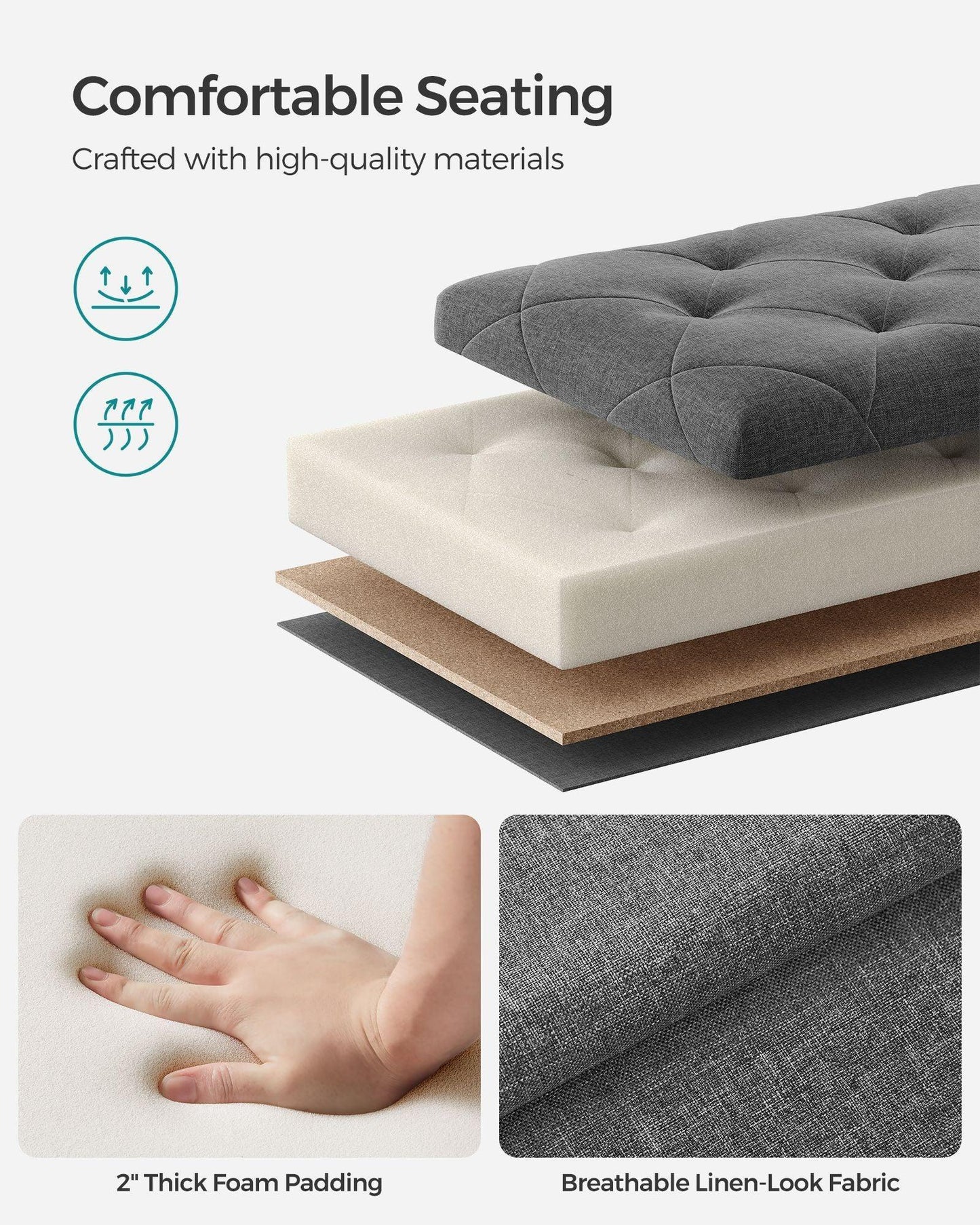 Storage Ottoman Bench Dark Gray FredCo