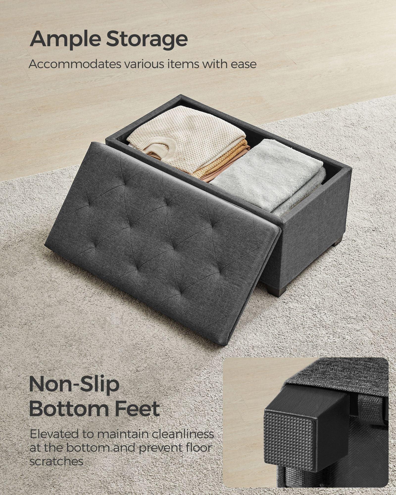 Storage Ottoman Bench Dark Gray FredCo