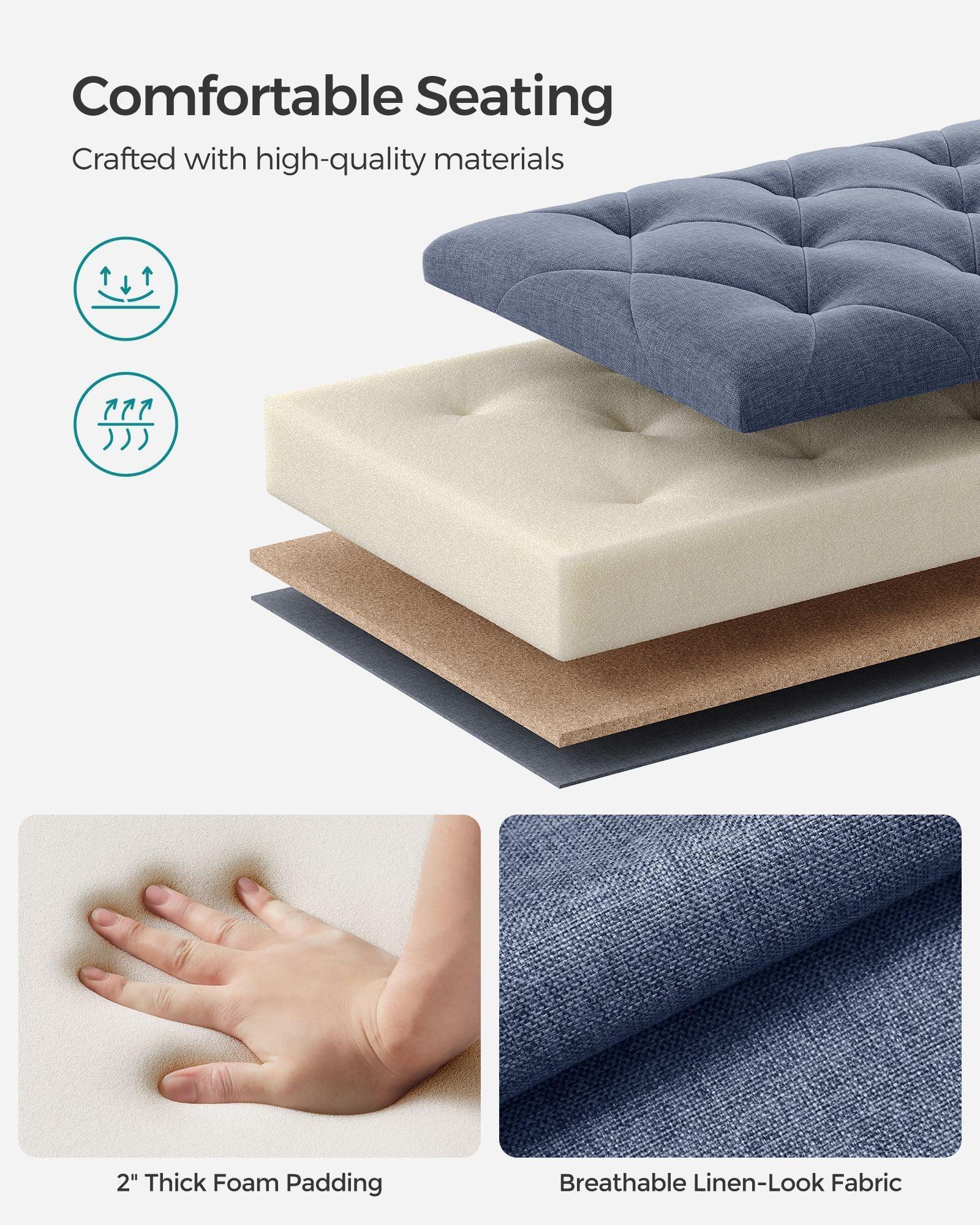 Storage Ottoman Bench Light Denim Blue FredCo