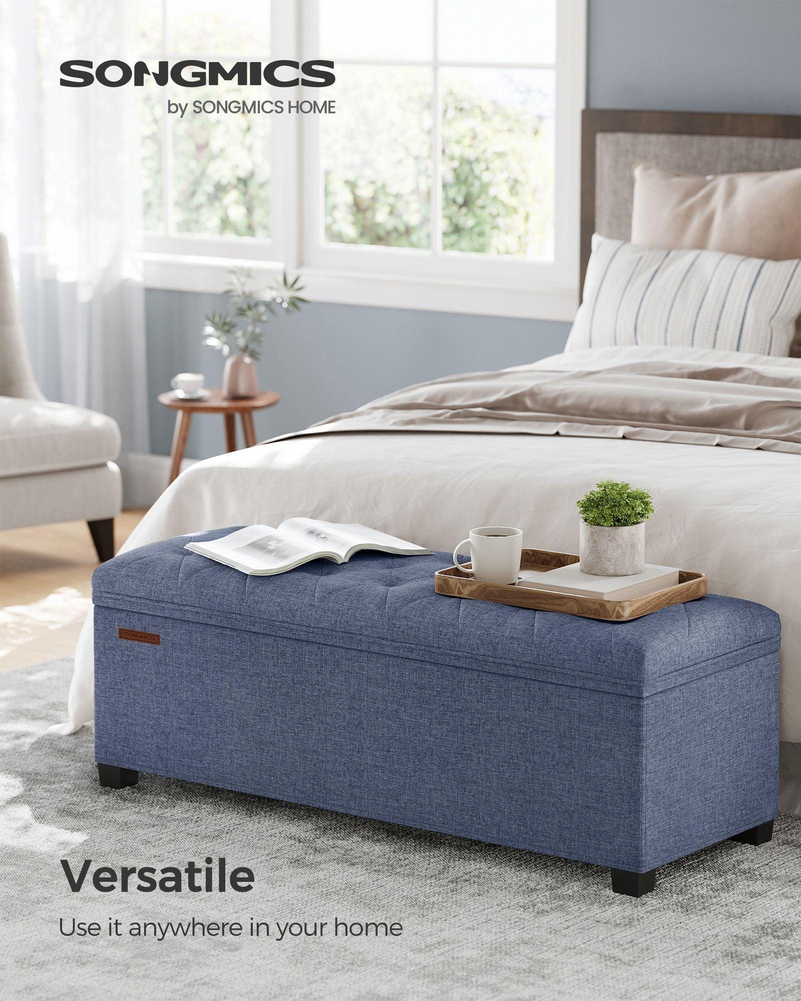 Storage Ottoman Bench Light Denim Blue FredCo
