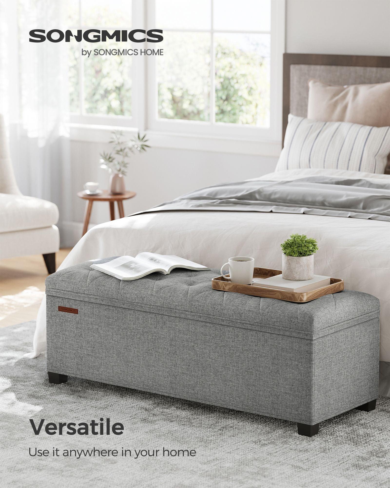 Storage Ottoman Bench Light Gray FredCo