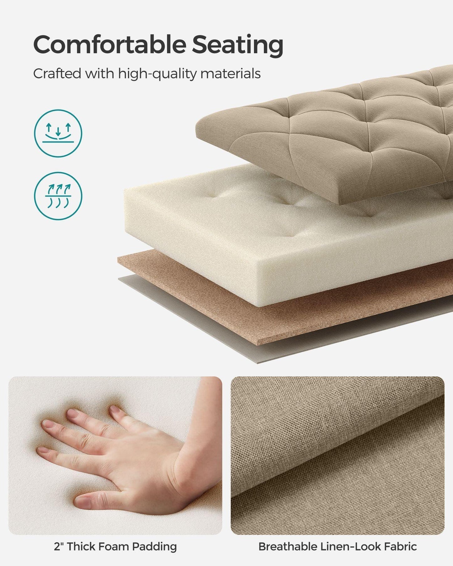 Storage Ottoman Bench Light Taupe FredCo