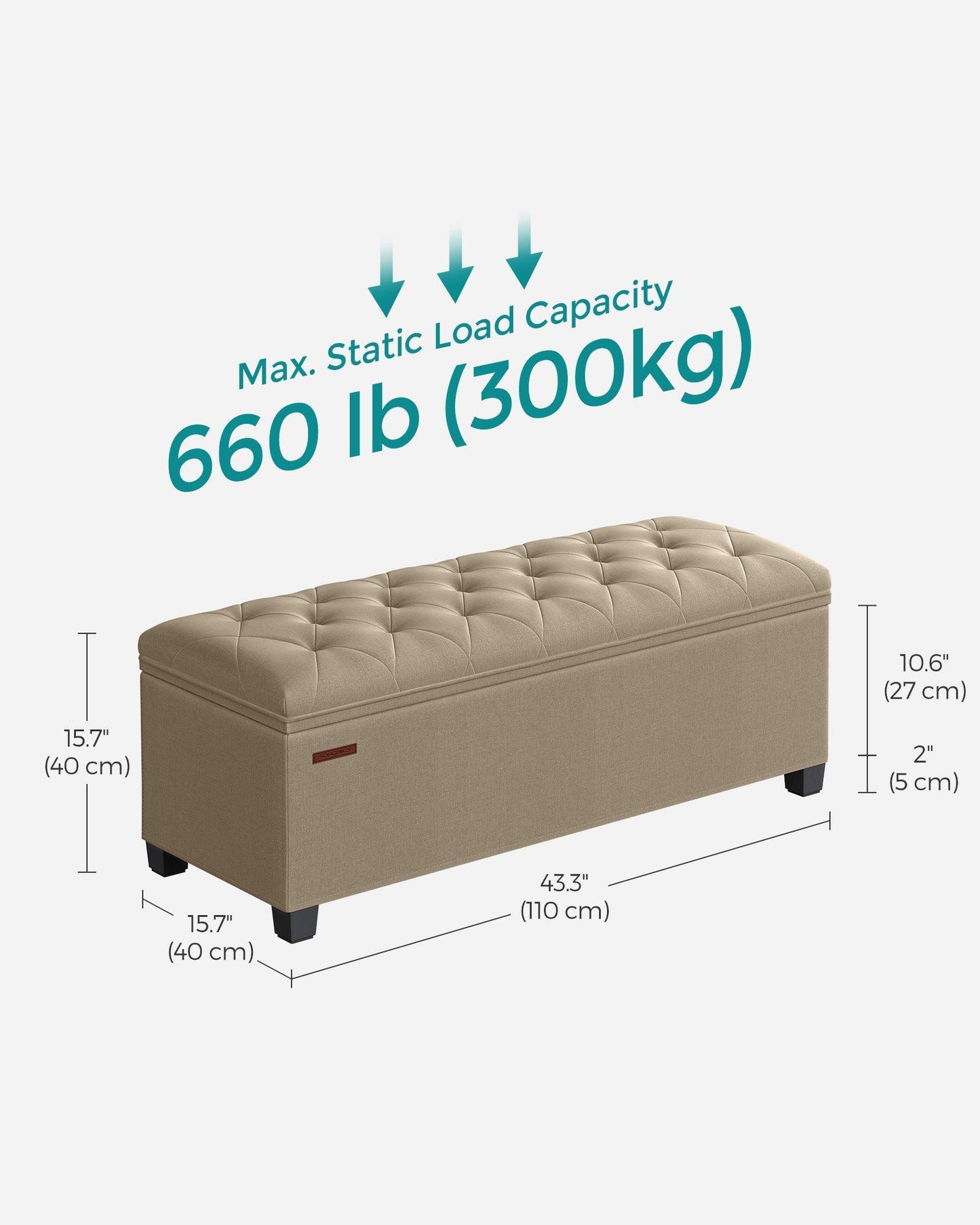 Storage Ottoman Bench Light Taupe FredCo