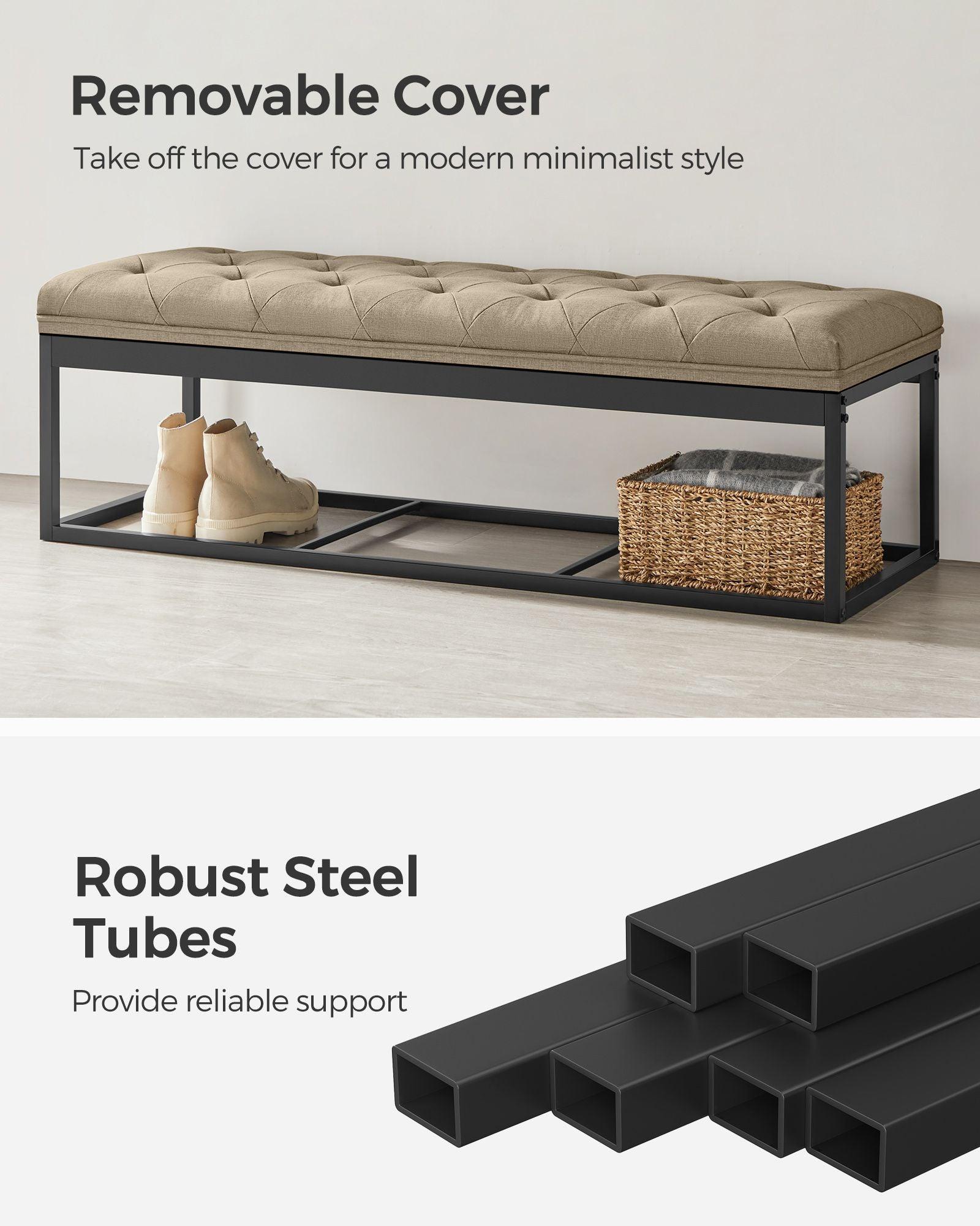 Storage Ottoman Bench Light Taupe FredCo