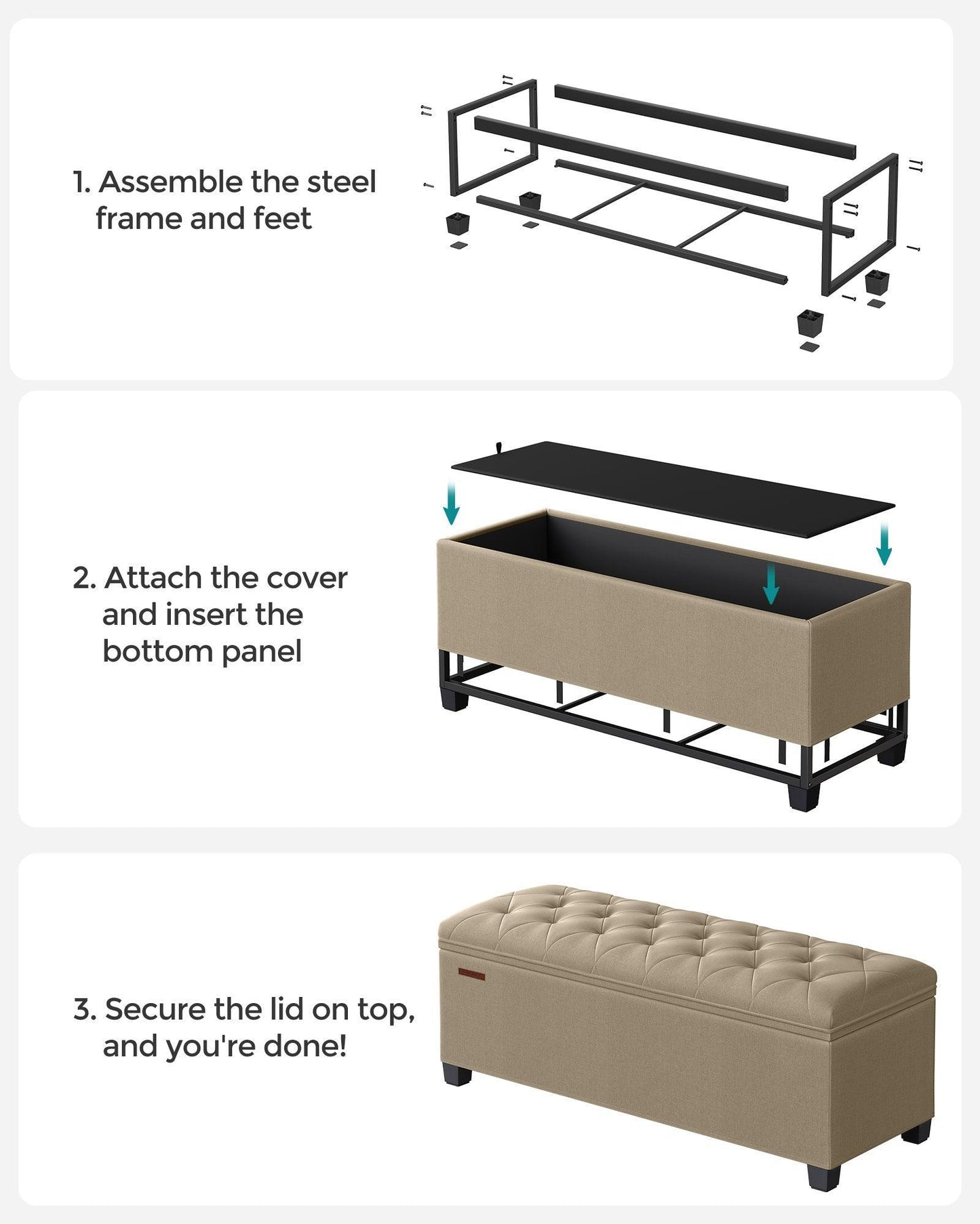 Storage Ottoman Bench Light Taupe FredCo