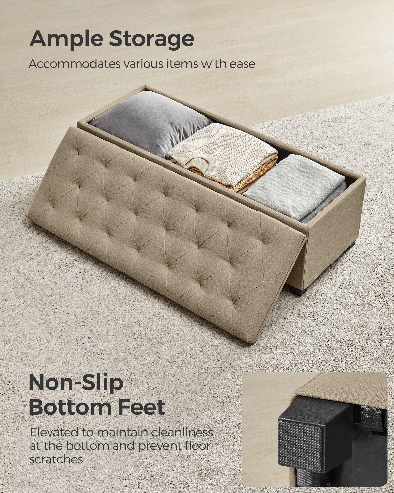 Storage Ottoman Bench Light Taupe FredCo