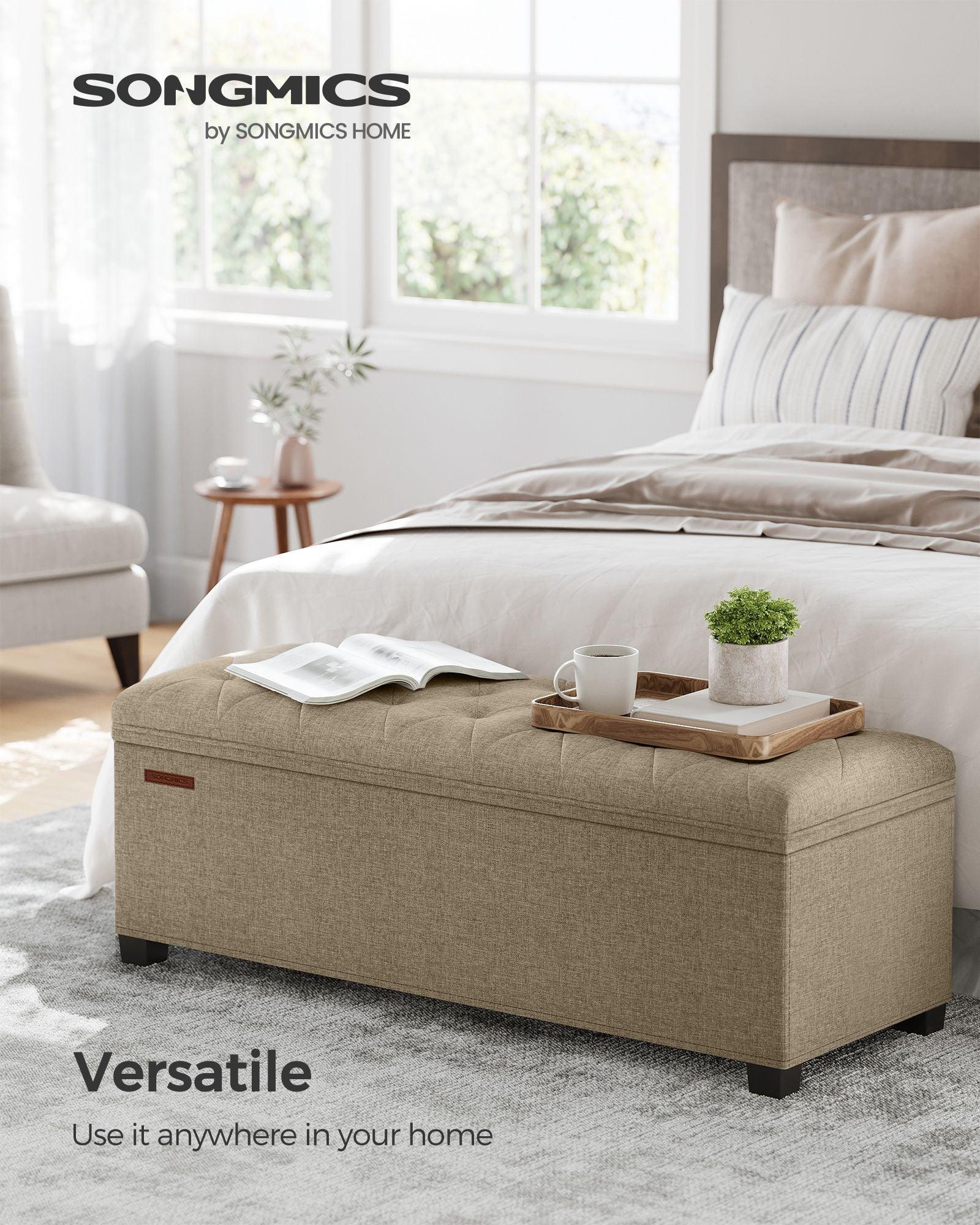 Storage Ottoman Bench Light Taupe FredCo
