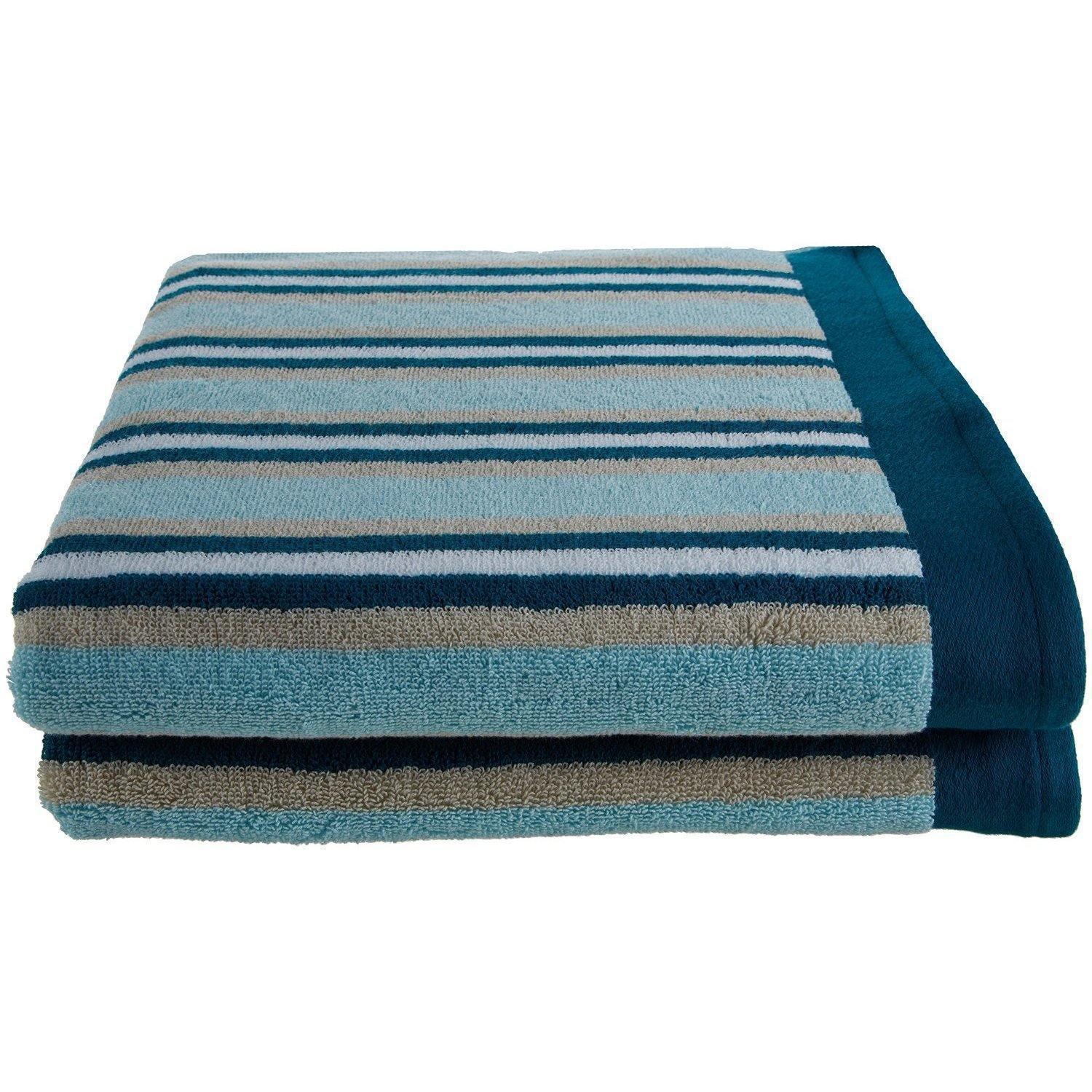 Stripes 100% Combed Cotton 2-Piece Bath Sheet Towels FredCo