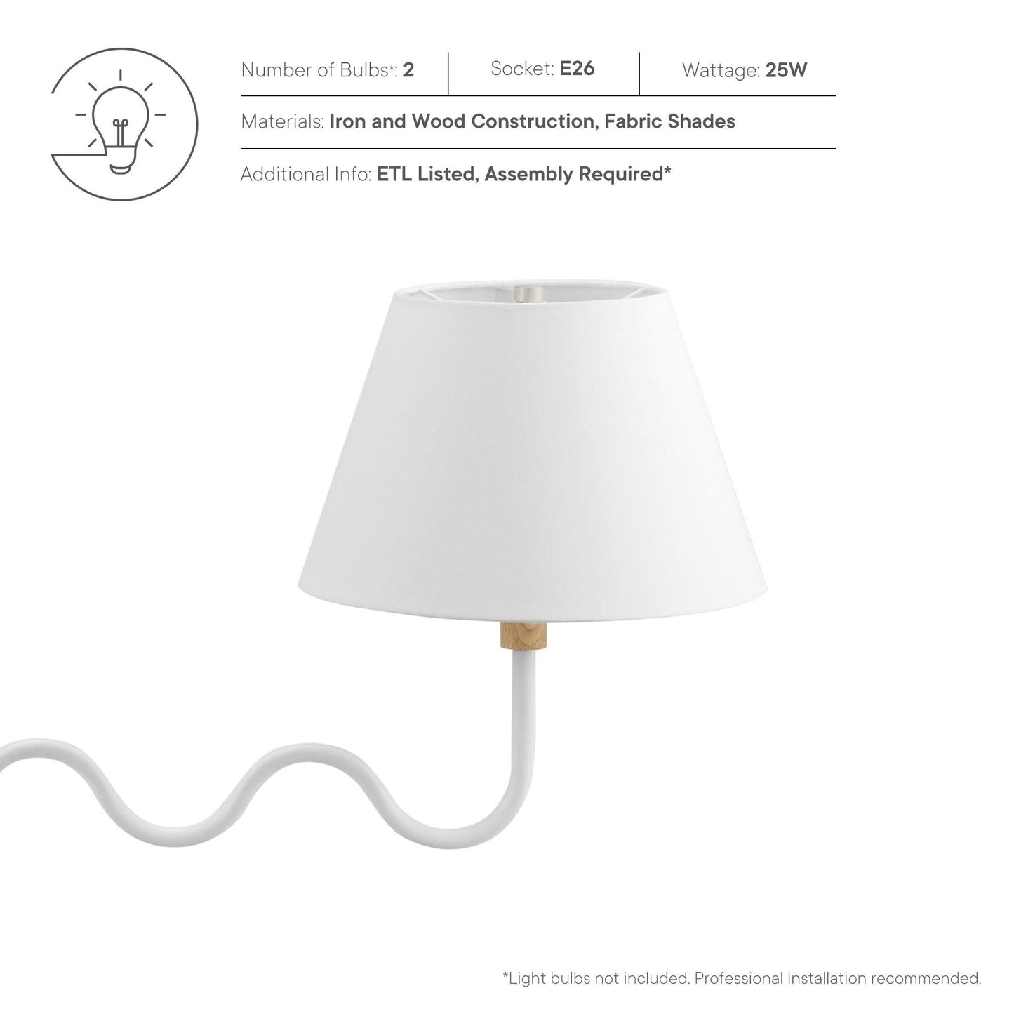 Sunlit Squiggle 2-Arm Pendant Light by Modway FredCo