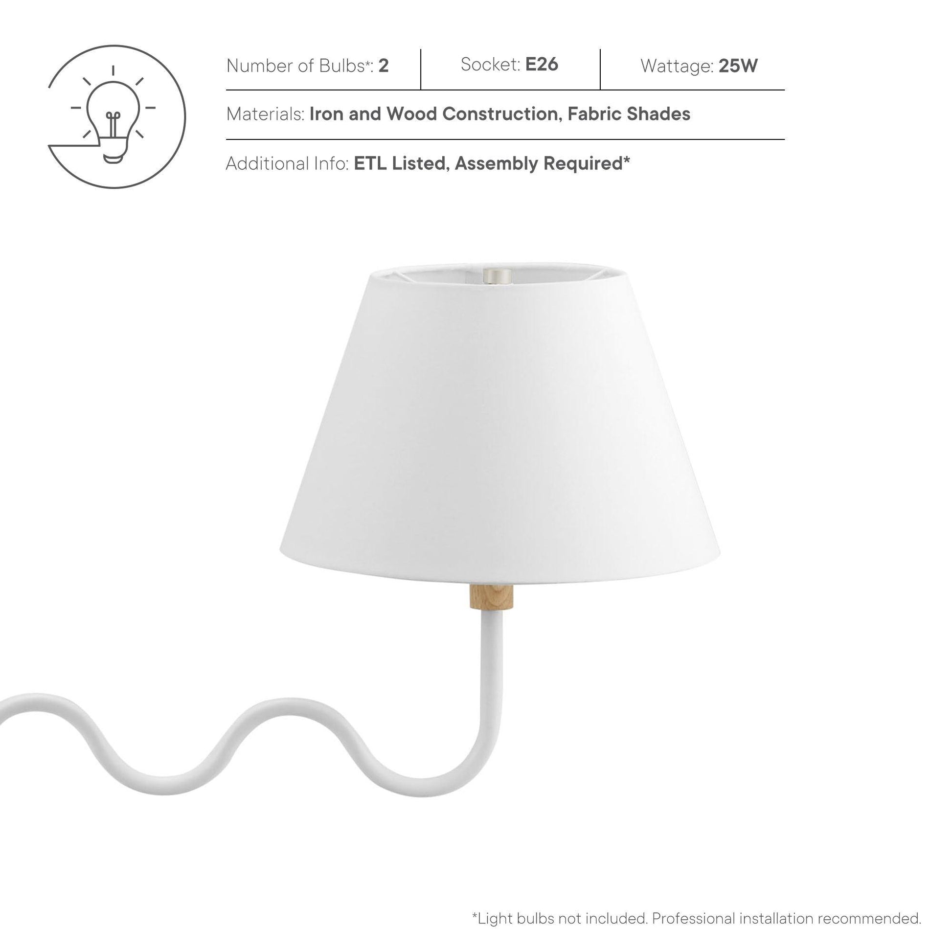 Sunlit Squiggle 2-Arm Pendant Light by Modway FredCo