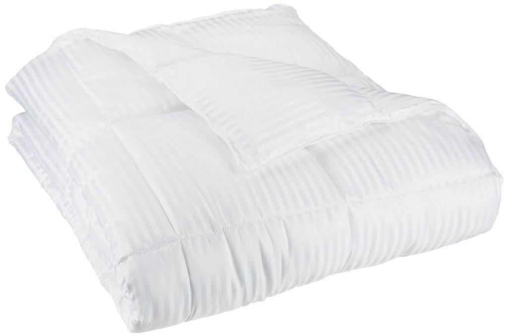 SUPERIOR All-Season Luxurious Striped Down Alternative Comforter, Full/Queen, White FredCo