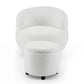 Swivel Barrel Chair with Gold Stainless Steel Base, with Storage Ottoman, Ivory FredCo