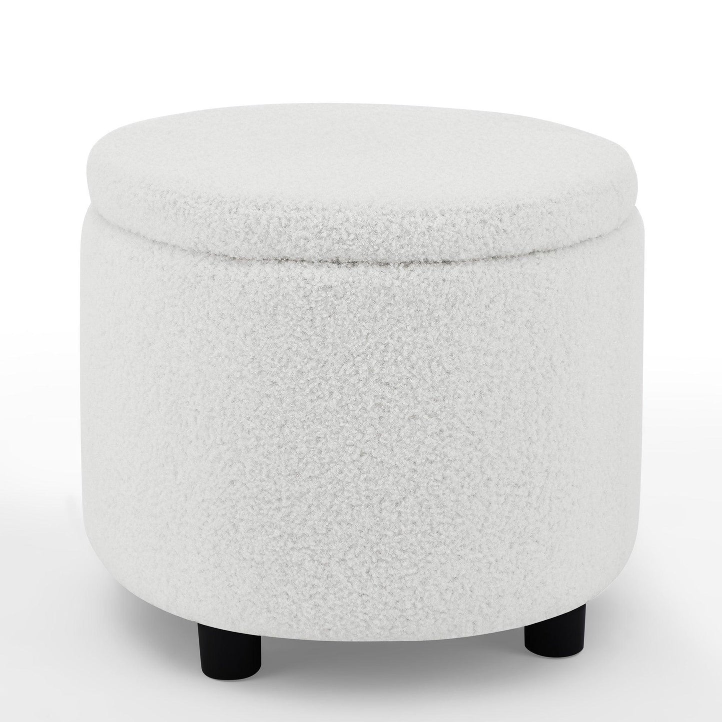 Swivel Barrel Chair with Gold Stainless Steel Base, with Storage Ottoman, Ivory FredCo
