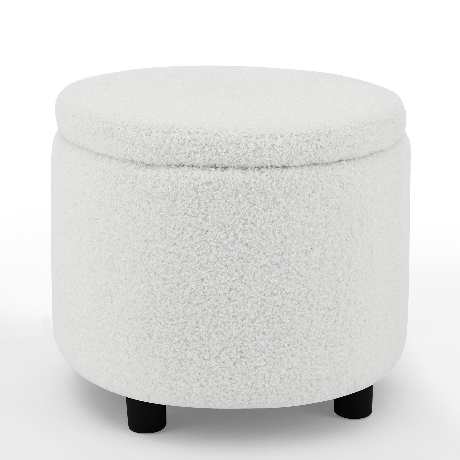 Swivel Barrel Chair with Gold Stainless Steel Base, with Storage Ottoman, Ivory FredCo