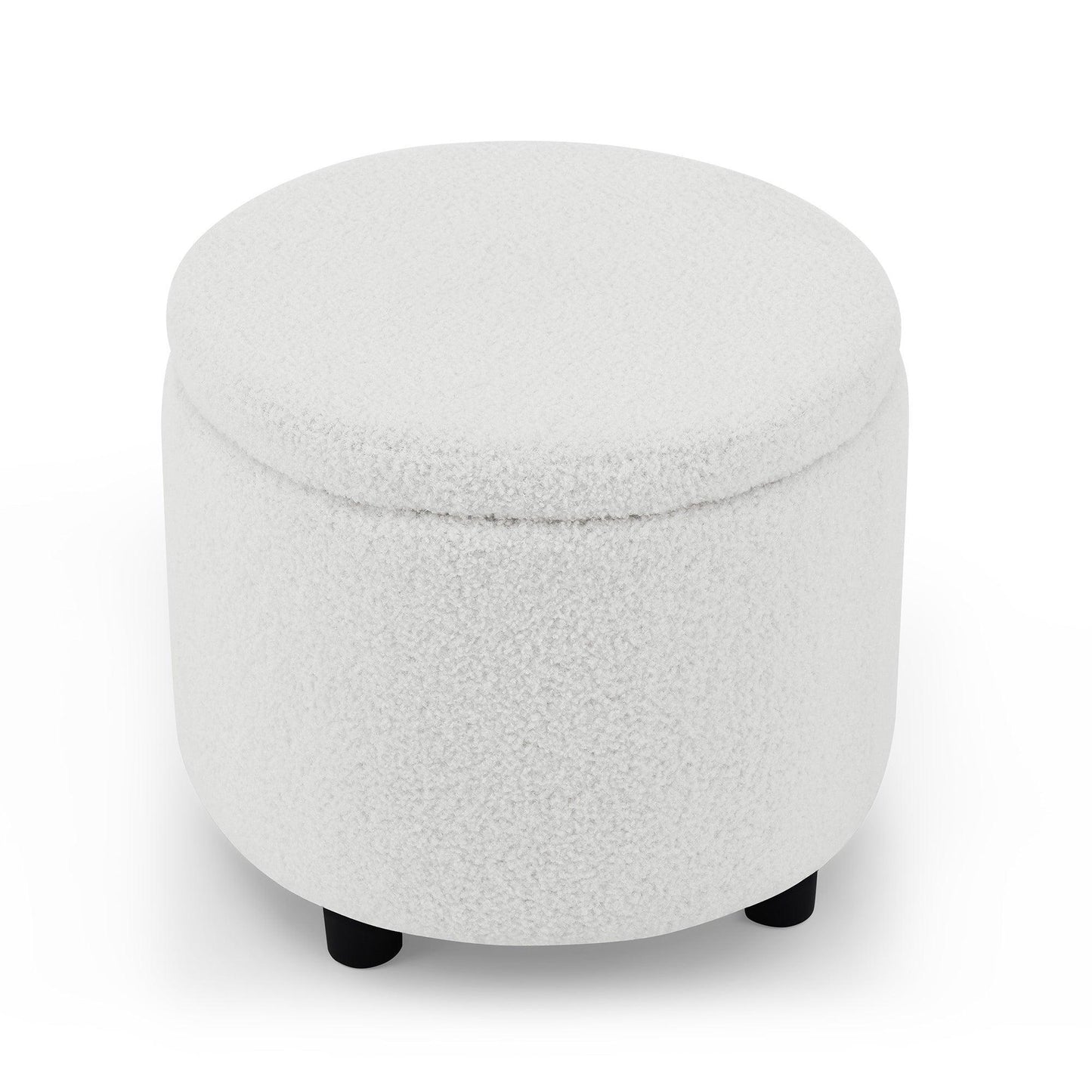 Swivel Barrel Chair with Gold Stainless Steel Base, with Storage Ottoman, Ivory FredCo