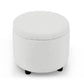 Swivel Barrel Chair with Gold Stainless Steel Base, with Storage Ottoman, Ivory FredCo