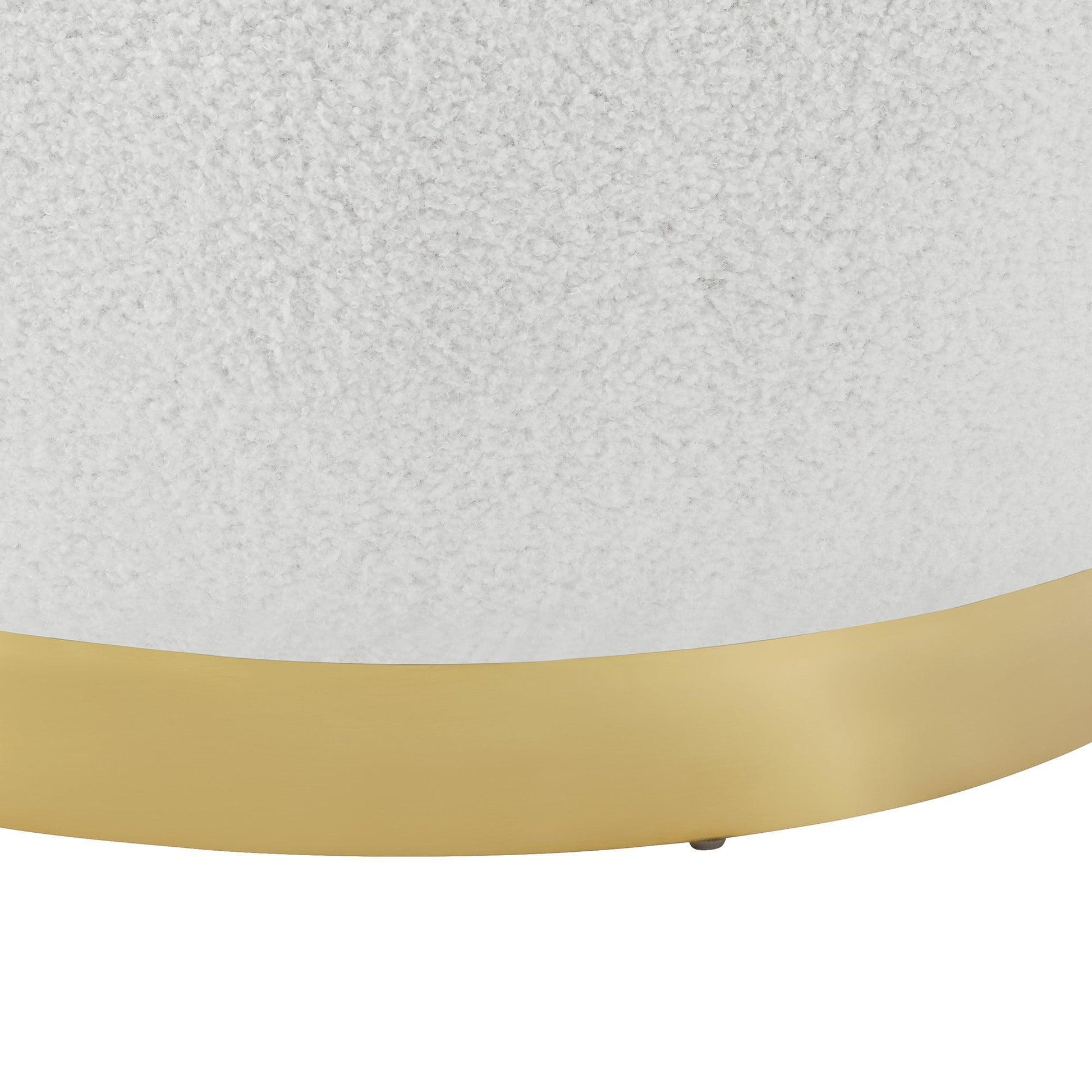 Swivel Barrel Chair with Gold Stainless Steel Base, with Storage Ottoman, Ivory FredCo