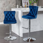 Swivel Velvet Barstools Adjusatble Seat Height from 25-33 Inch, Set of 2 FredCo