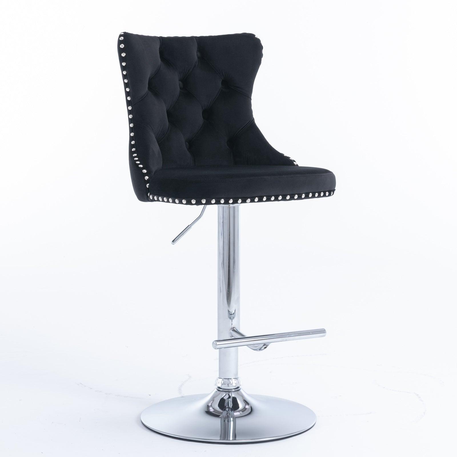 Swivel Velvet Barstools Adjusatble Seat Height from 25-33 Inch, Set of 2 FredCo