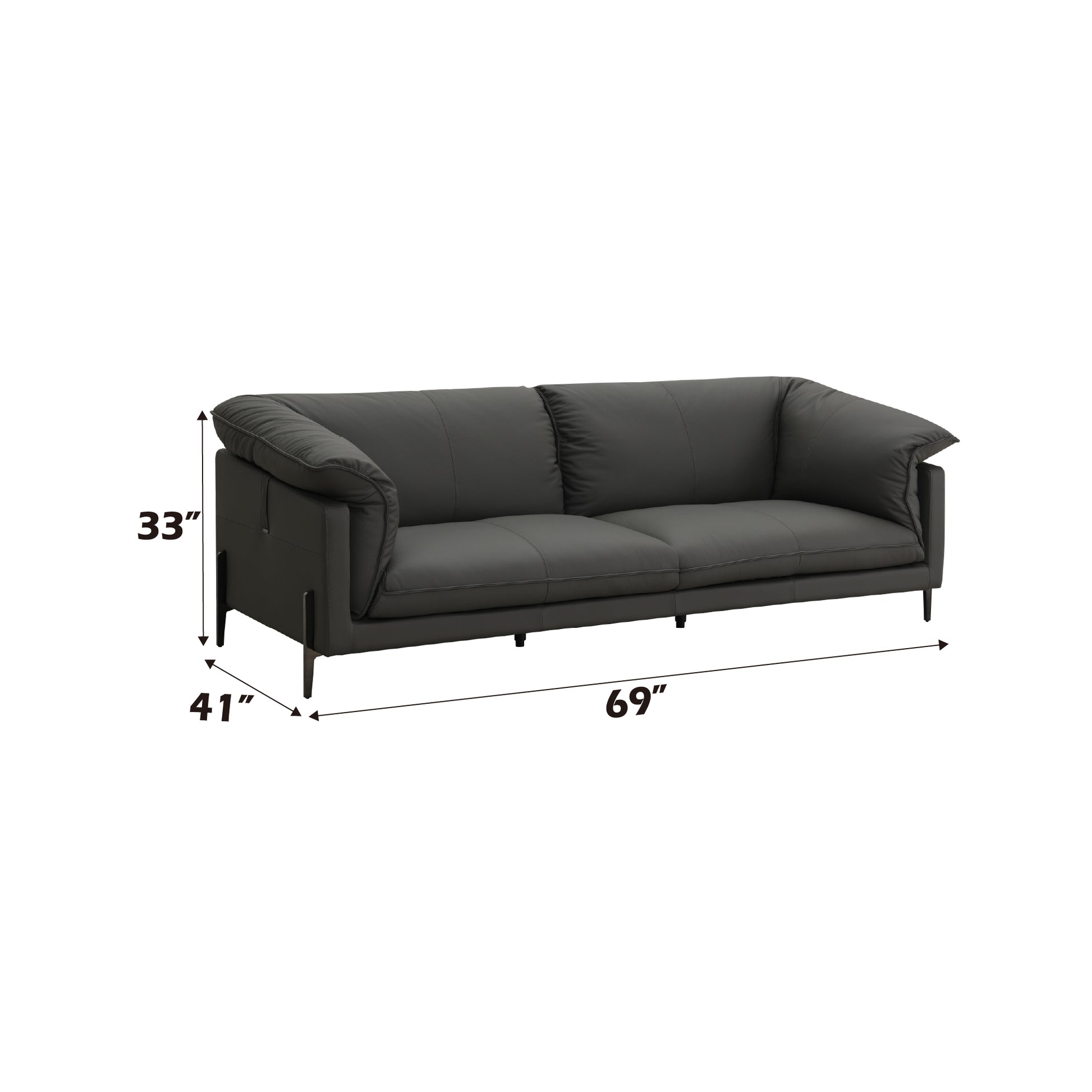 Tadi Black Top Grain Leather Loveseat FredCo