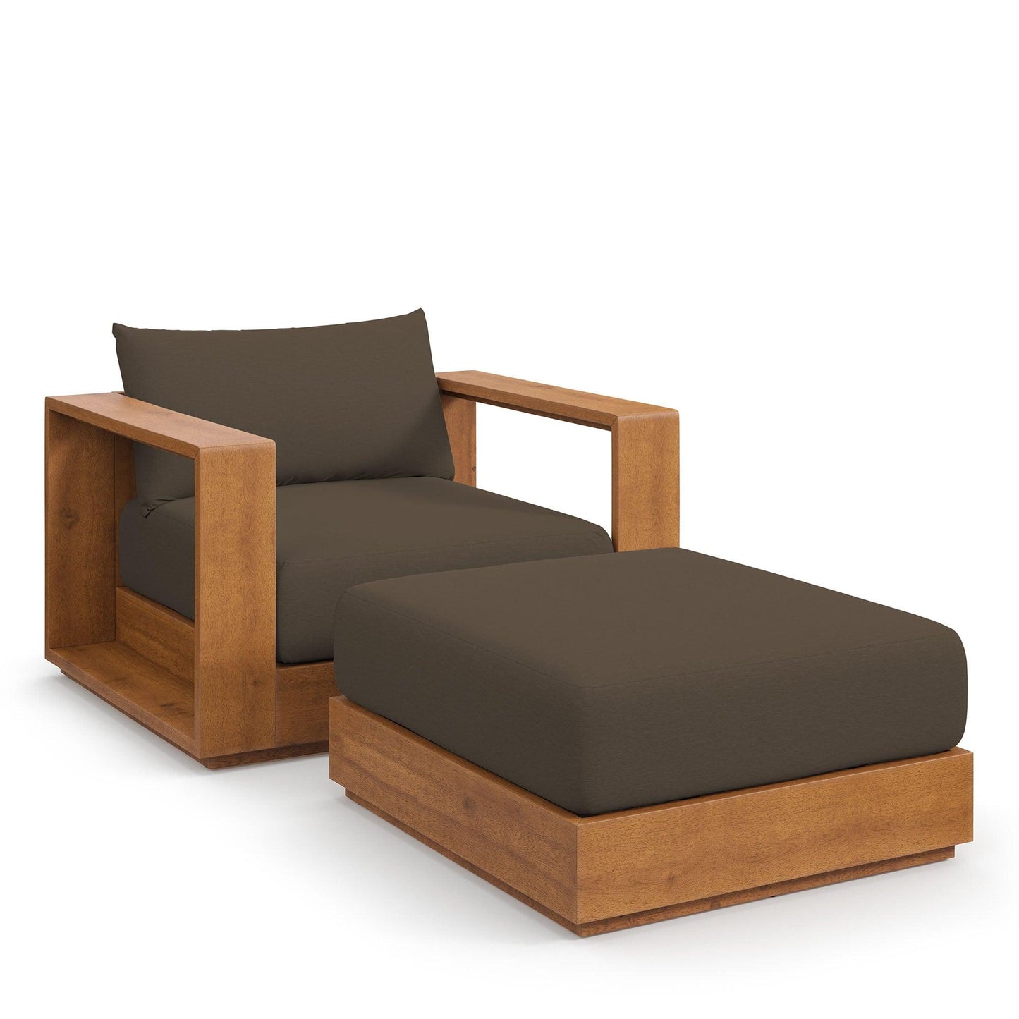 Tahoe 2-Piece Outdoor Patio Acacia Wood Armchair and Ottoman Set by Modway EEI-6800 FredCo