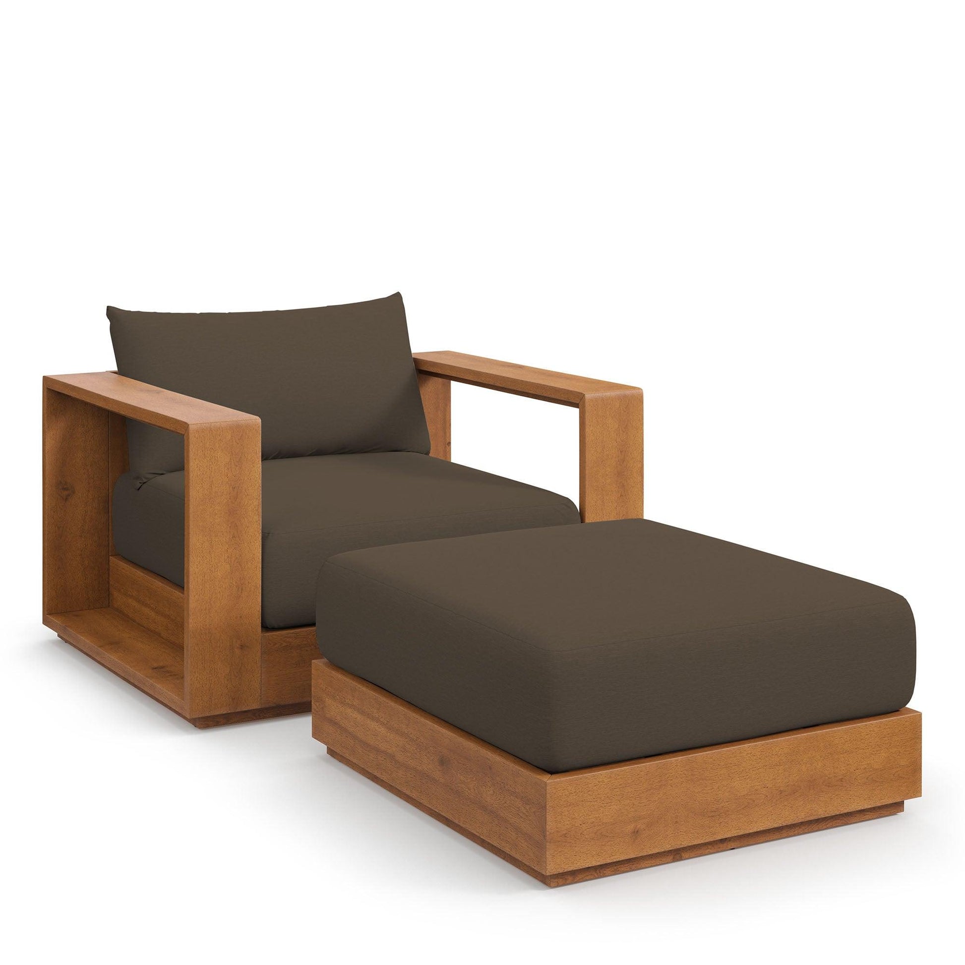 Tahoe 2-Piece Outdoor Patio Acacia Wood Armchair and Ottoman Set by Modway EEI-6800 FredCo