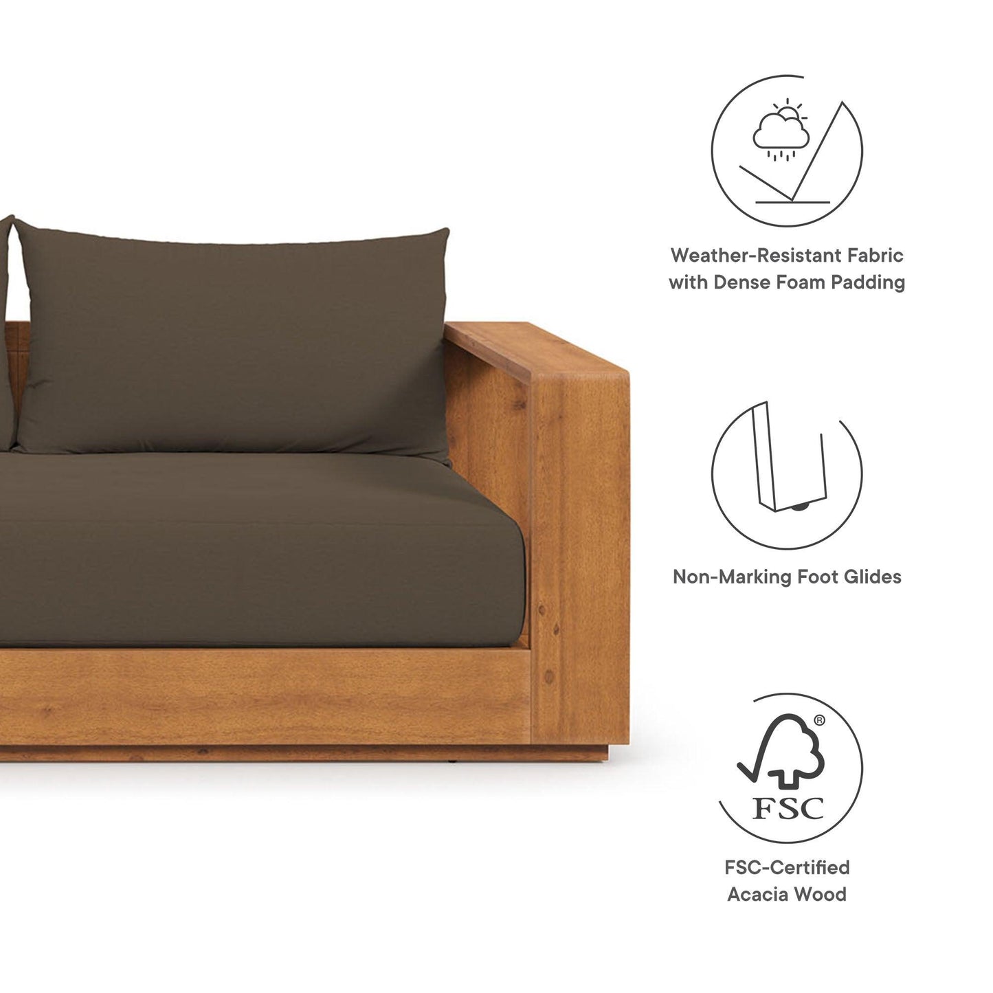 Tahoe 2-Piece Outdoor Patio Acacia Wood Sofa and Coffee Table Set by Modway EEI-6799 FredCo