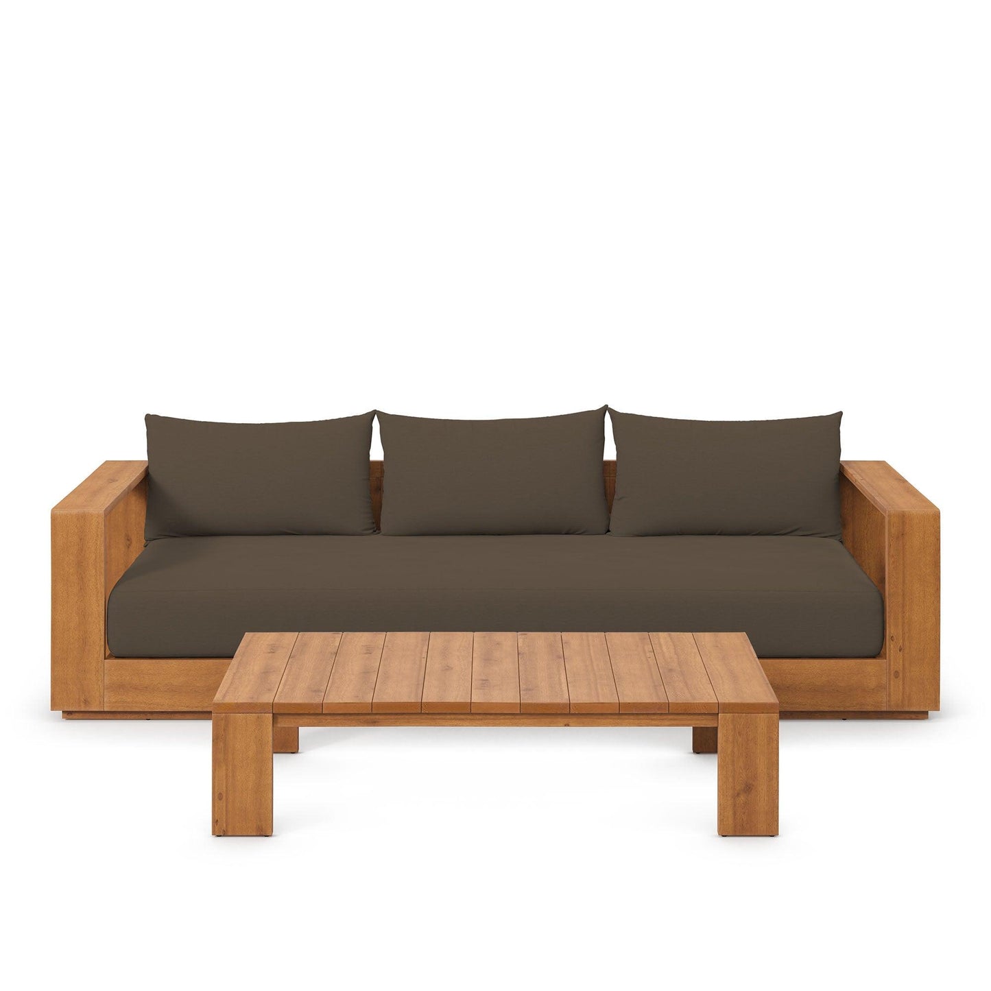 Tahoe 2-Piece Outdoor Patio Acacia Wood Sofa and Coffee Table Set by Modway EEI-6799 FredCo