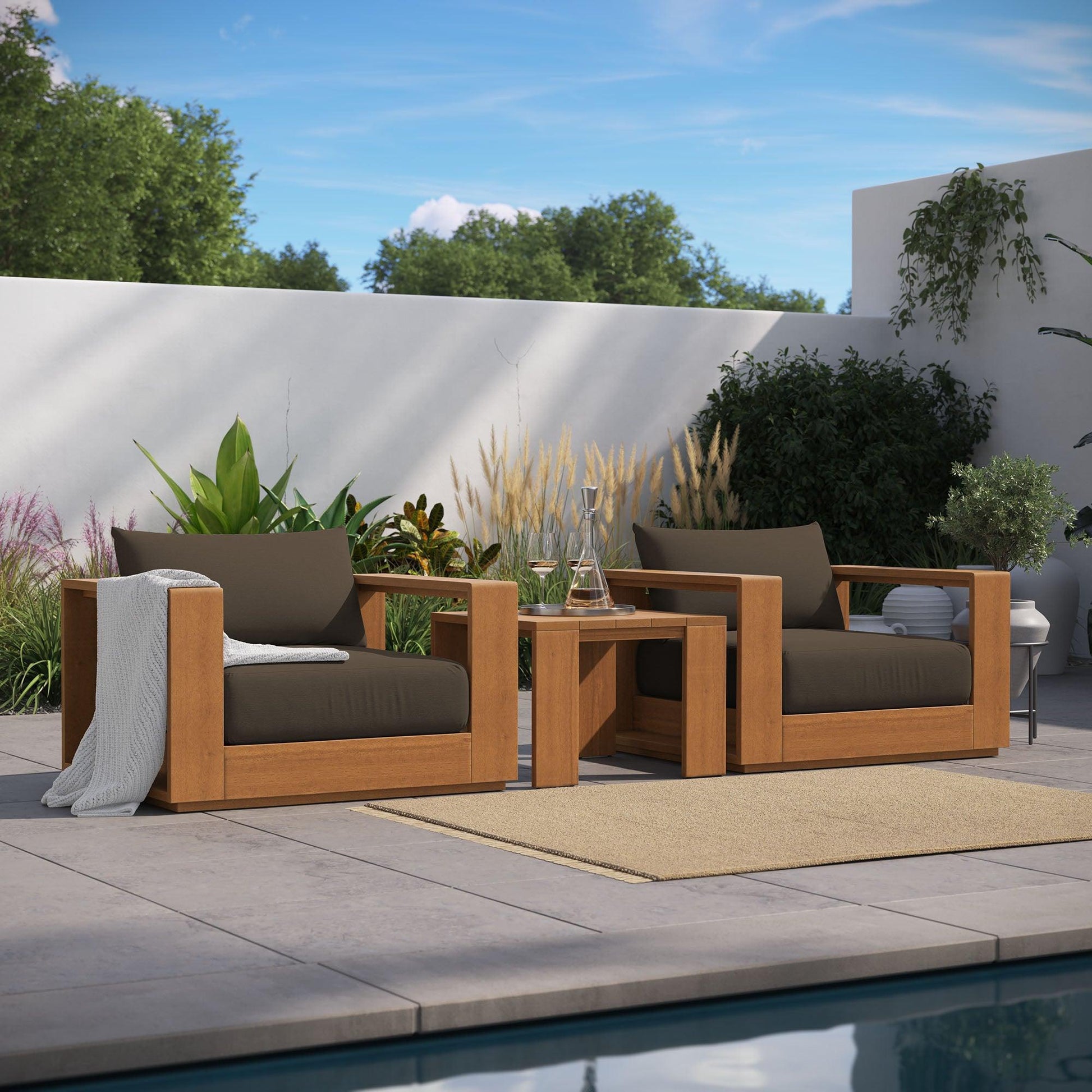 Tahoe 3-Piece Outdoor Patio Acacia Wood Furniture Set by Modway EEI-6798 FredCo