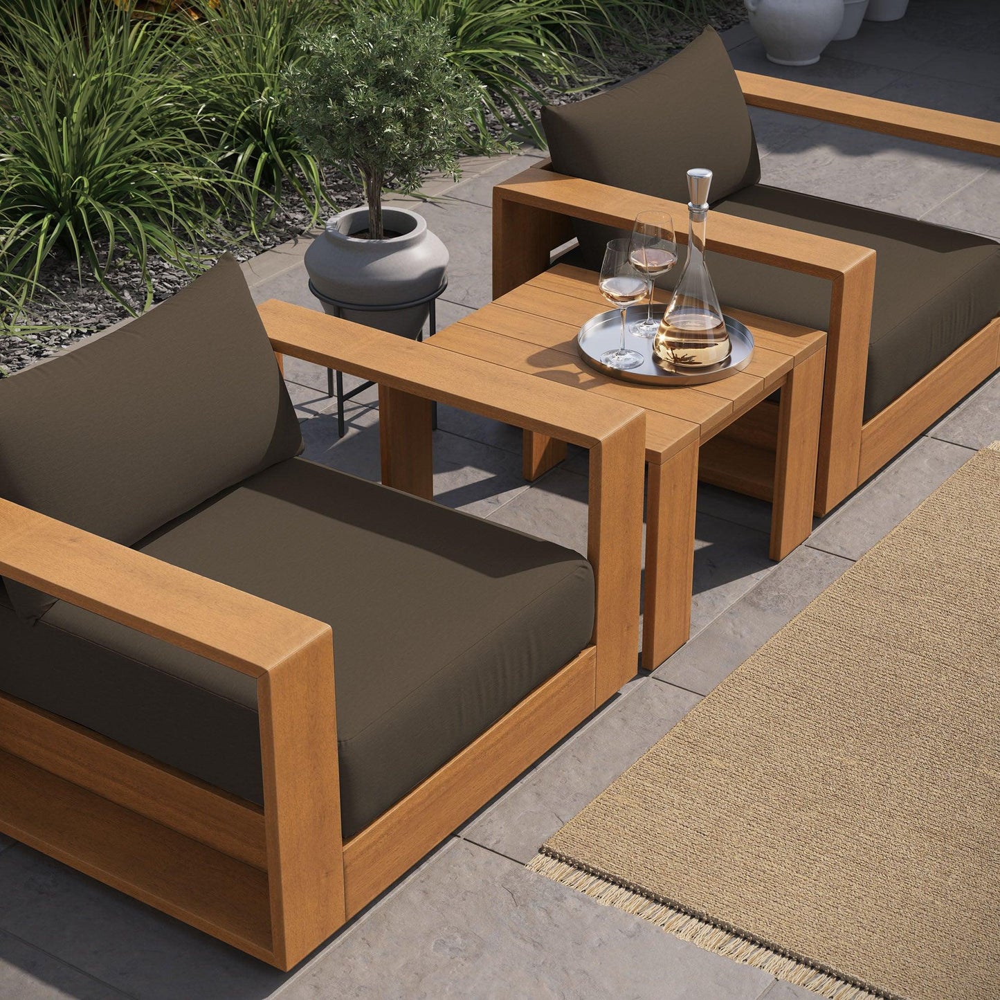 Tahoe 3-Piece Outdoor Patio Acacia Wood Furniture Set by Modway EEI-6798 FredCo
