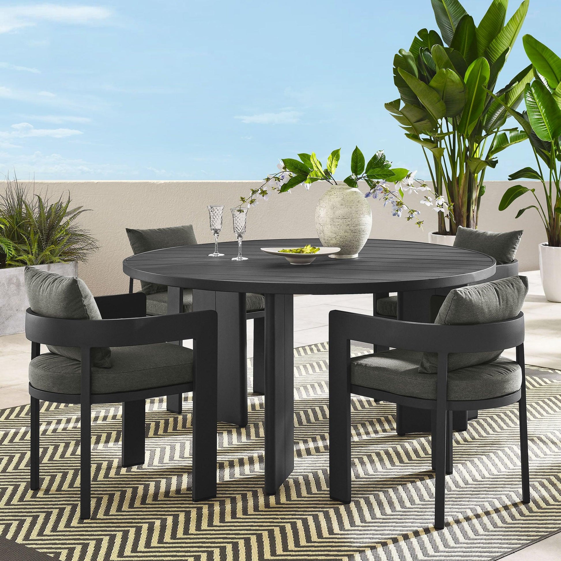 Tahoe 5-Piece Outdoor Patio Aluminum Dining Set by Modway FredCo