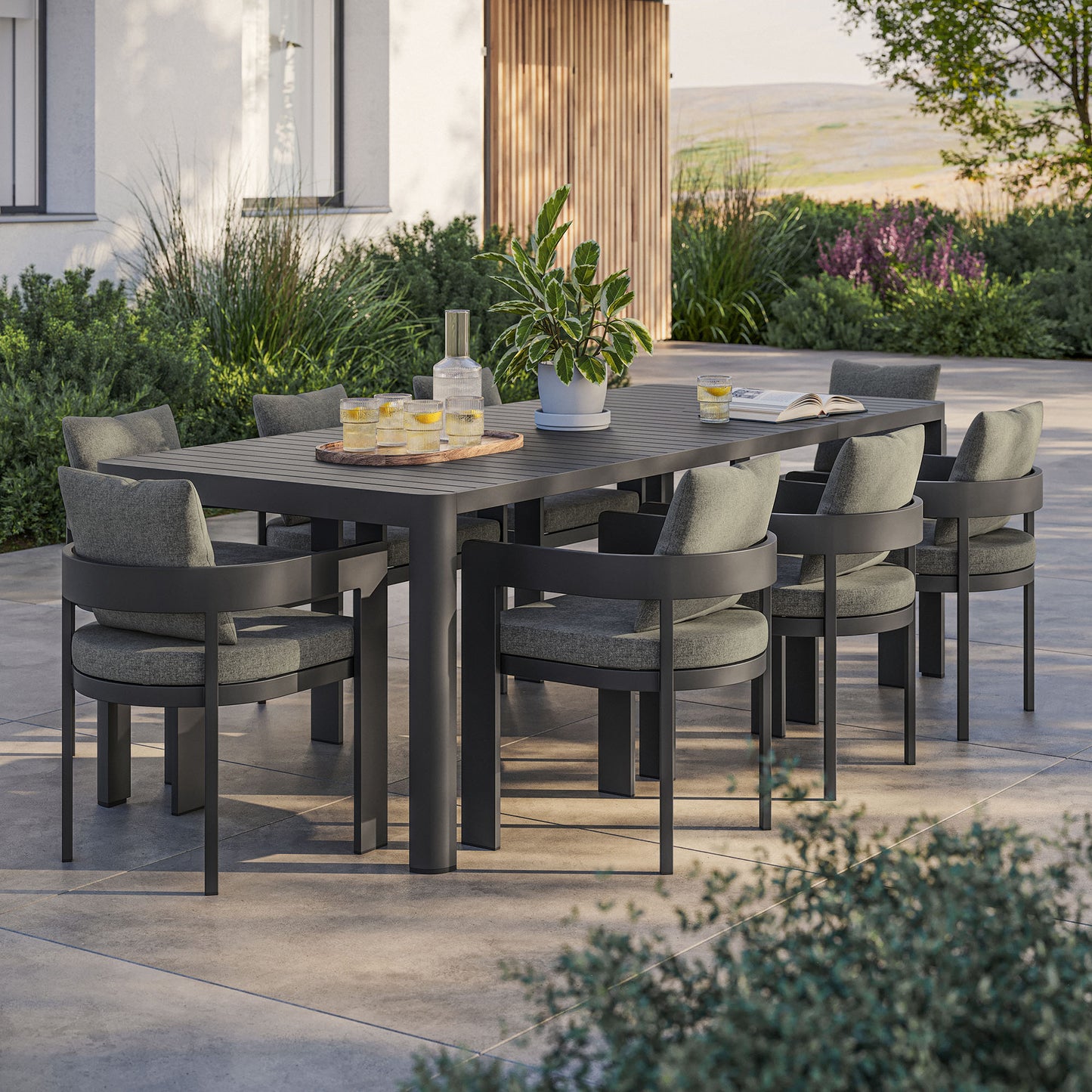 Tahoe 9-Piece Outdoor Patio Aluminum Dining Set With Extendable Table by Modway EEI-7295 FredCo
