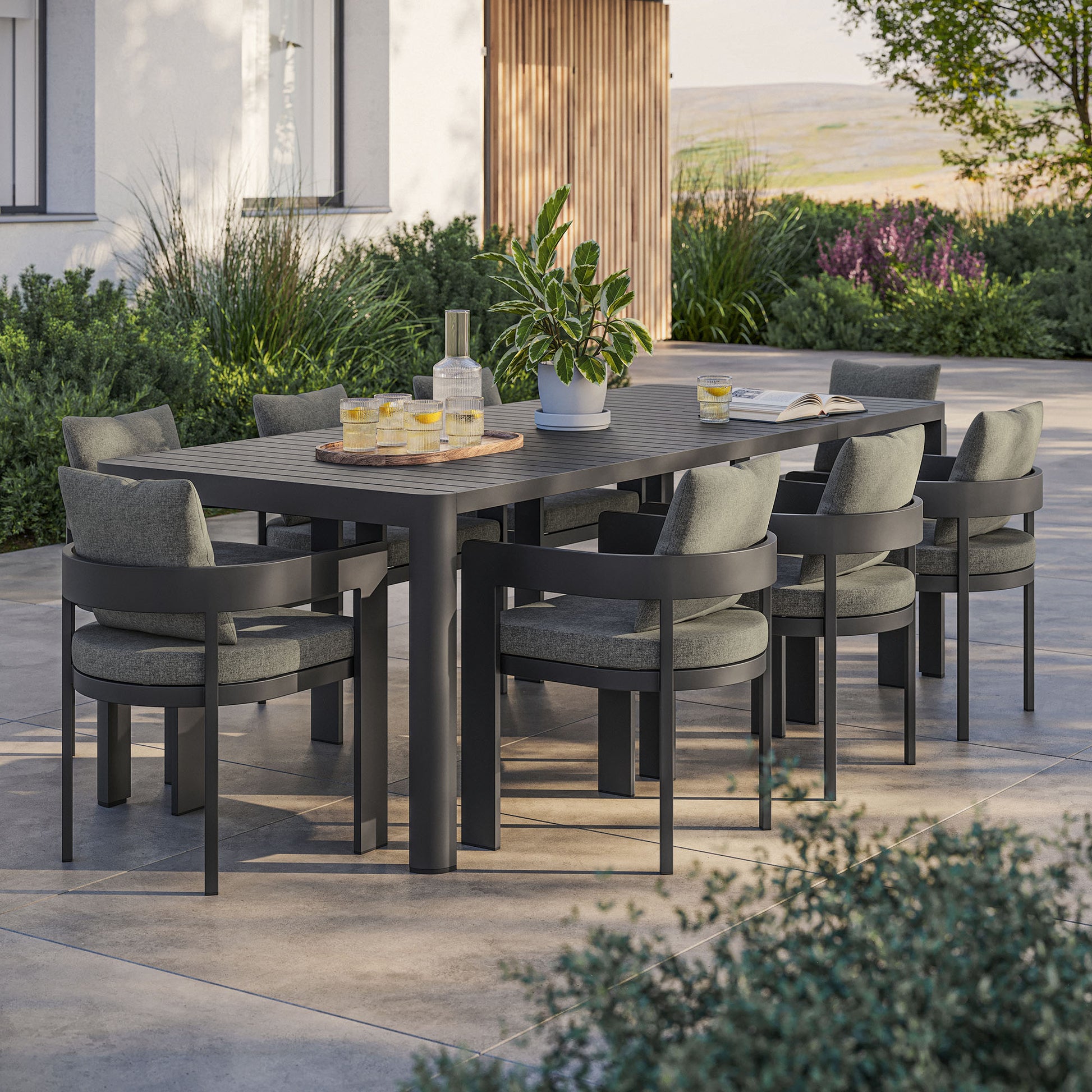 Tahoe 9-Piece Outdoor Patio Aluminum Dining Set With Extendable Table by Modway EEI-7295 FredCo