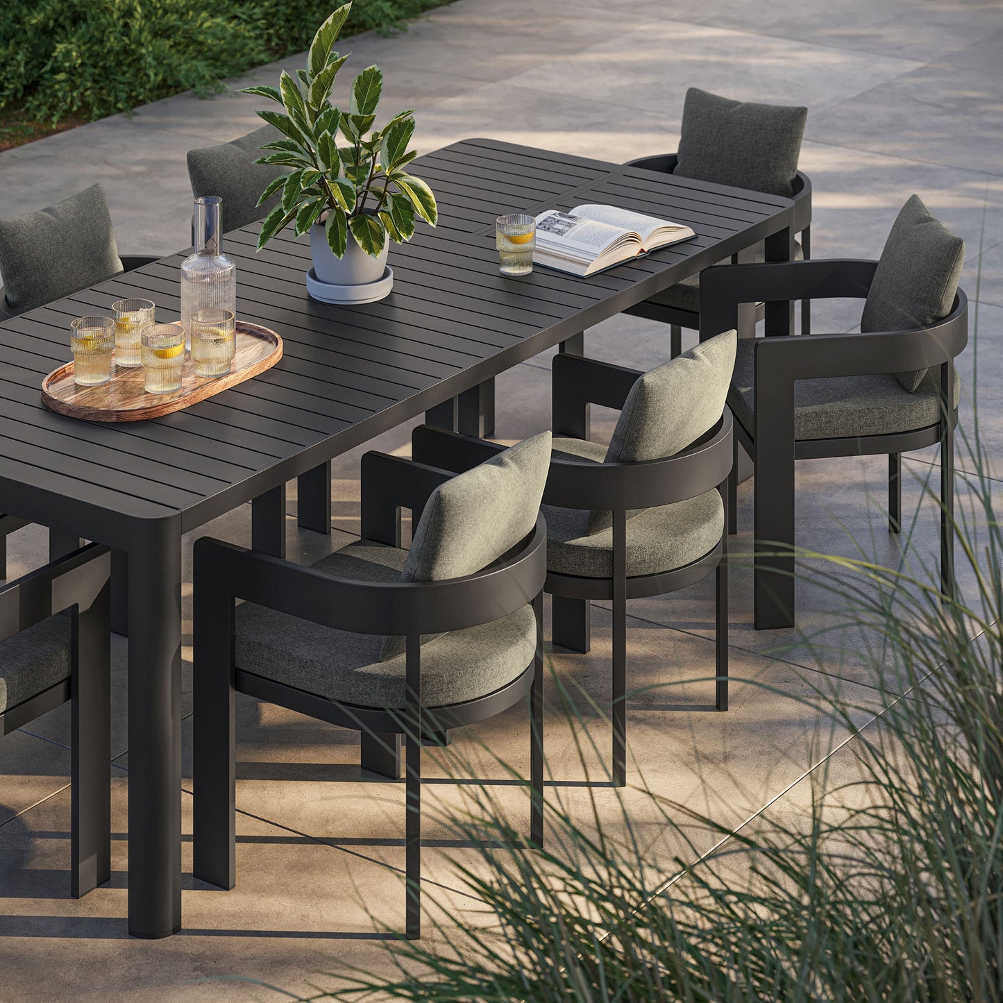Tahoe 9-Piece Outdoor Patio Aluminum Dining Set With Extendable Table by Modway EEI-7295 FredCo