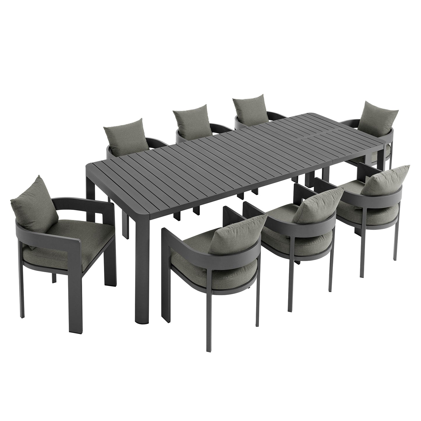 Tahoe 9-Piece Outdoor Patio Aluminum Dining Set With Extendable Table by Modway EEI-7295 FredCo
