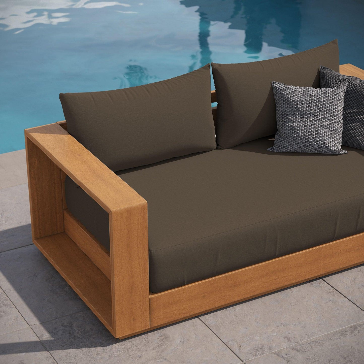 Tahoe Acacia Wood Outdoor Patio Acacia Wood Loveseat by Modway EEI-6783 FredCo