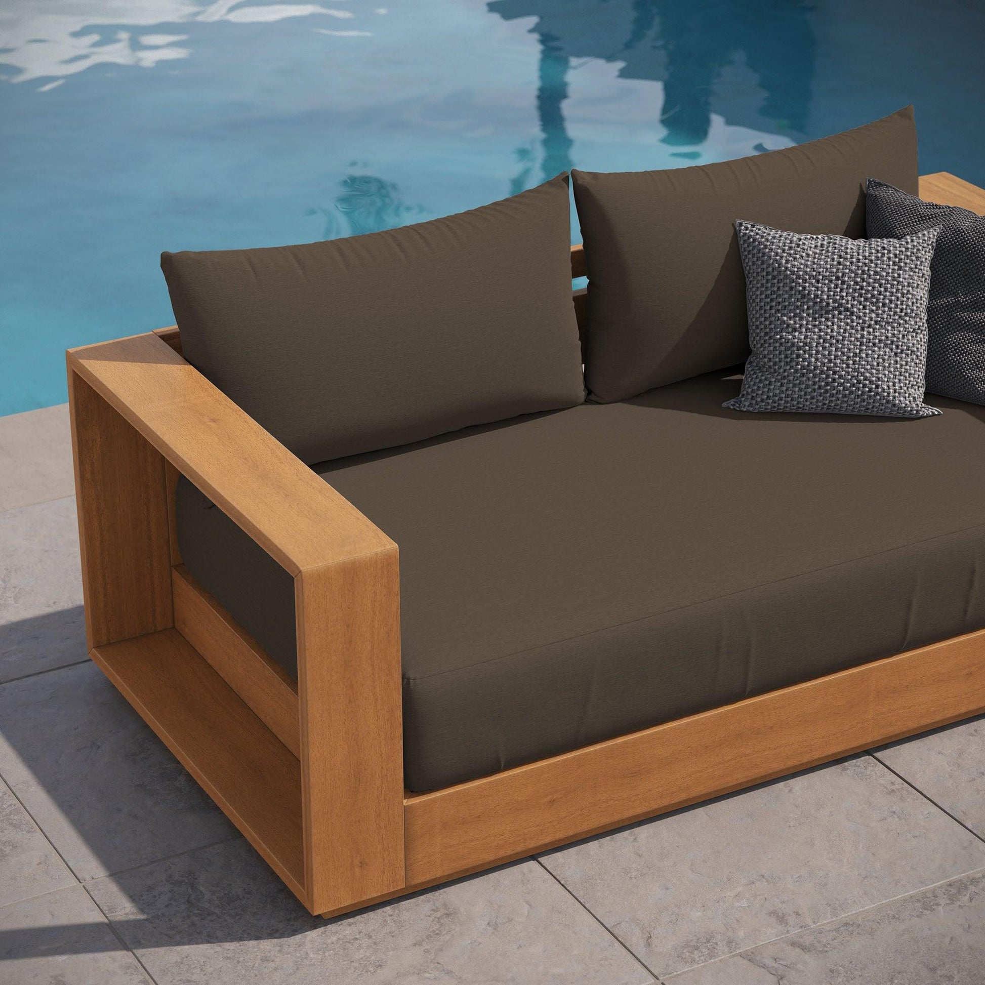 Tahoe Acacia Wood Outdoor Patio Acacia Wood Loveseat by Modway EEI-6783 FredCo
