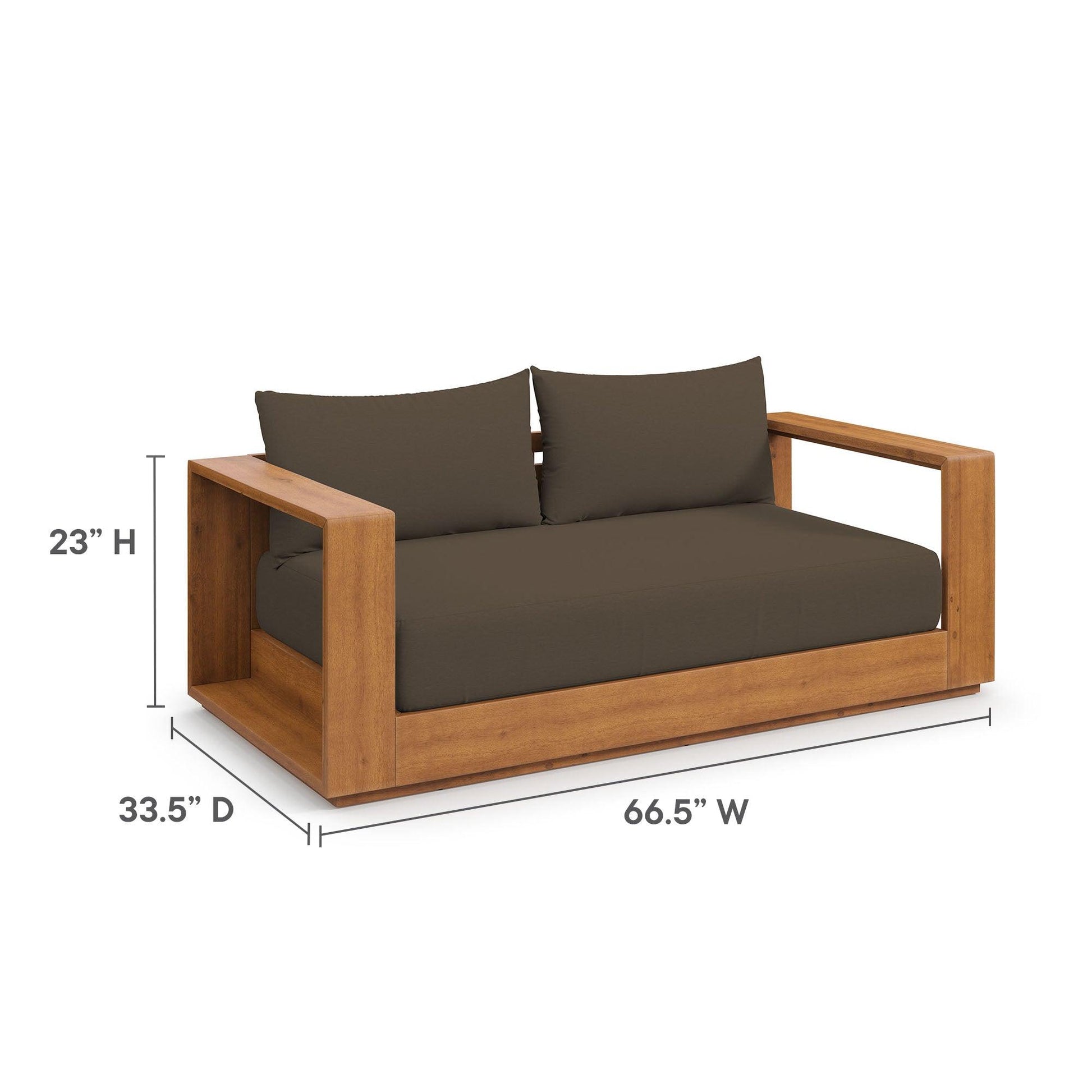 Tahoe Acacia Wood Outdoor Patio Acacia Wood Loveseat by Modway EEI-6783 FredCo