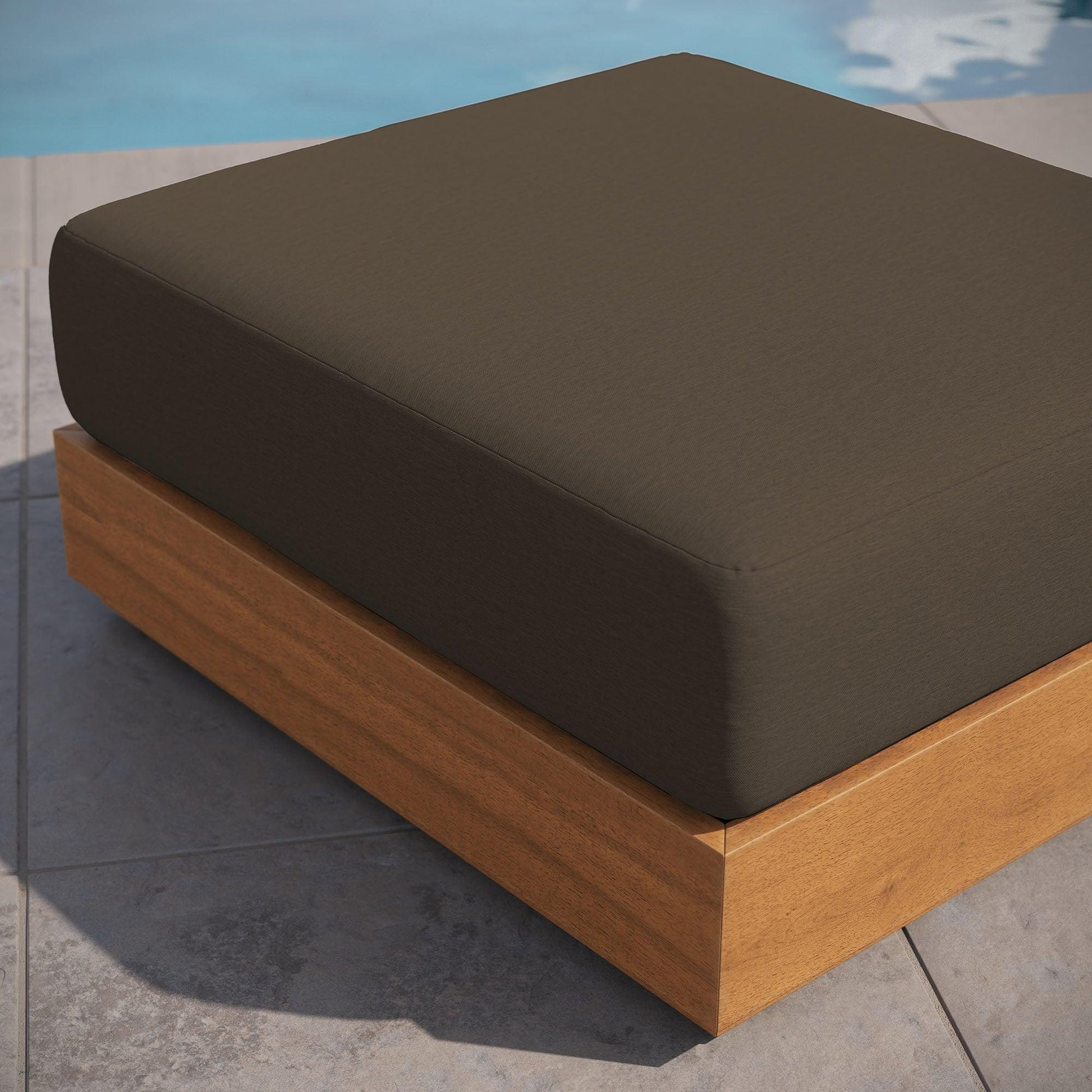 Tahoe Outdoor Patio Acacia Wood Ottoman by Modway EEI-6785 FredCo