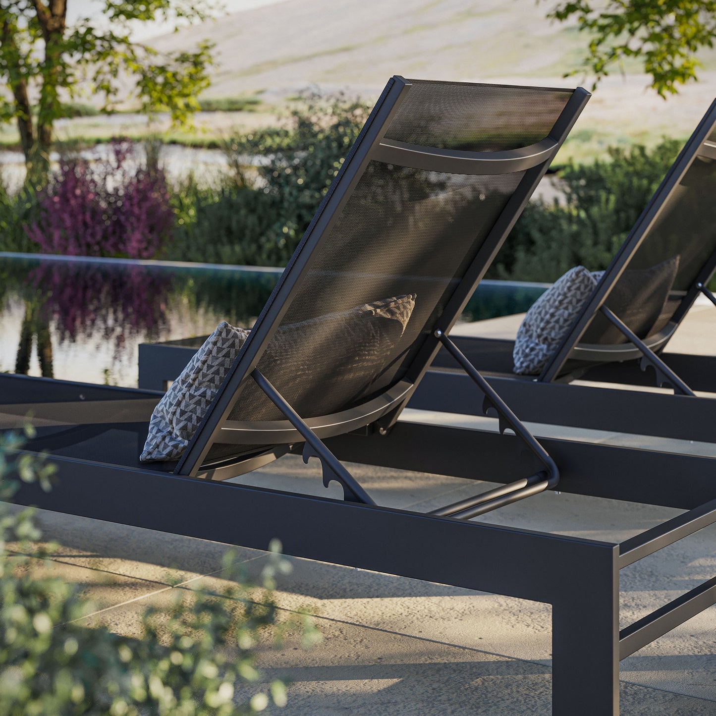 Tahoe Outdoor Patio Mesh and Aluminum Chaise Lounge by Modway EEI-7235 FredCo