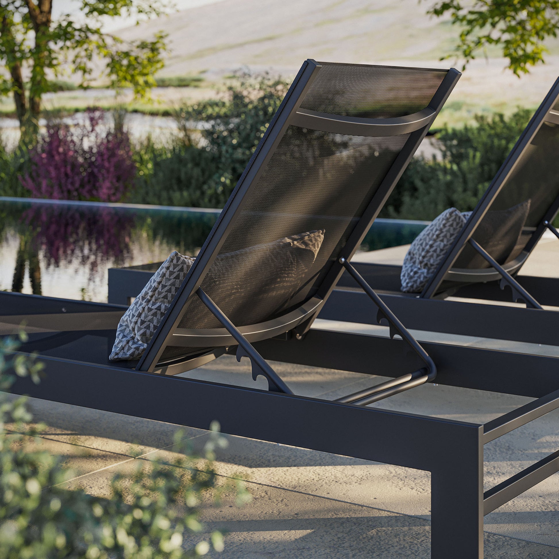 Tahoe Outdoor Patio Mesh and Aluminum Chaise Lounge by Modway EEI-7235 FredCo