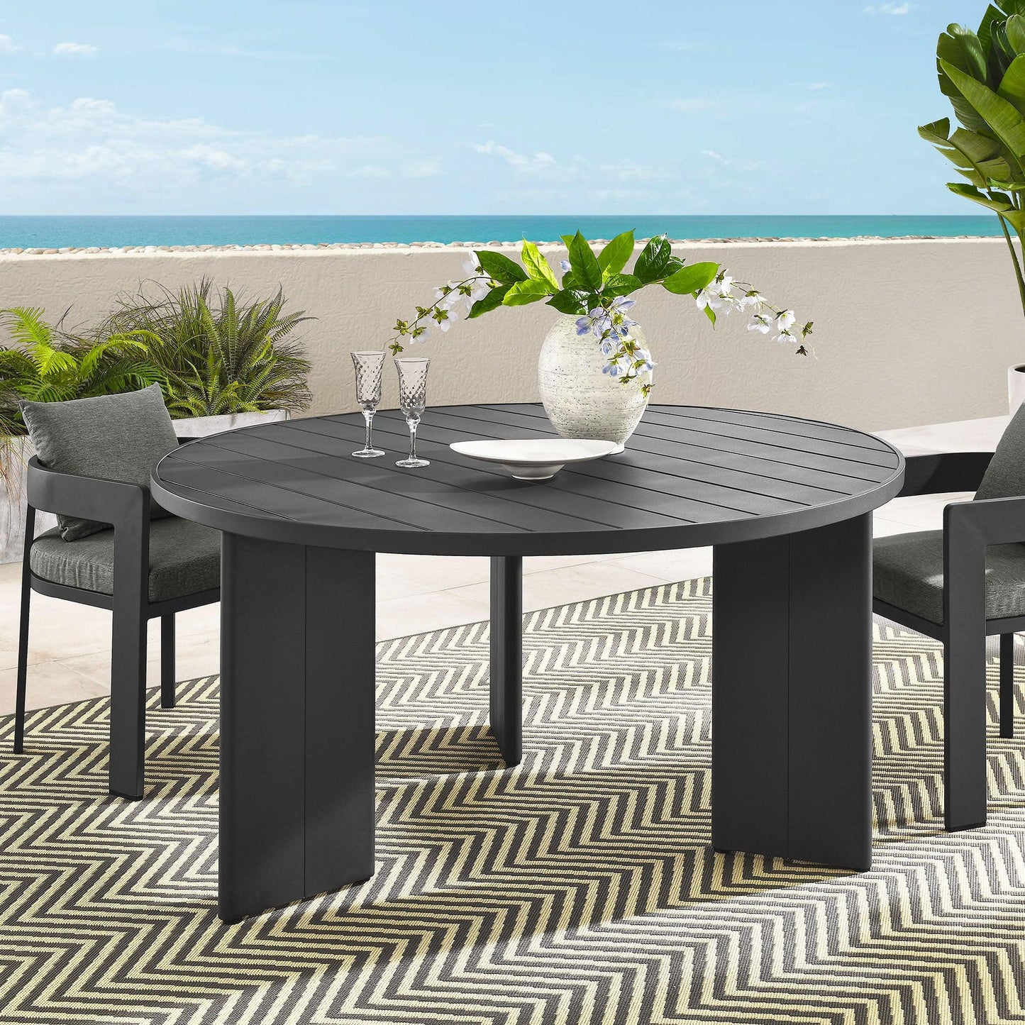 Tahoe Round Outdoor Patio Aluminum Dining Table by Modway FredCo