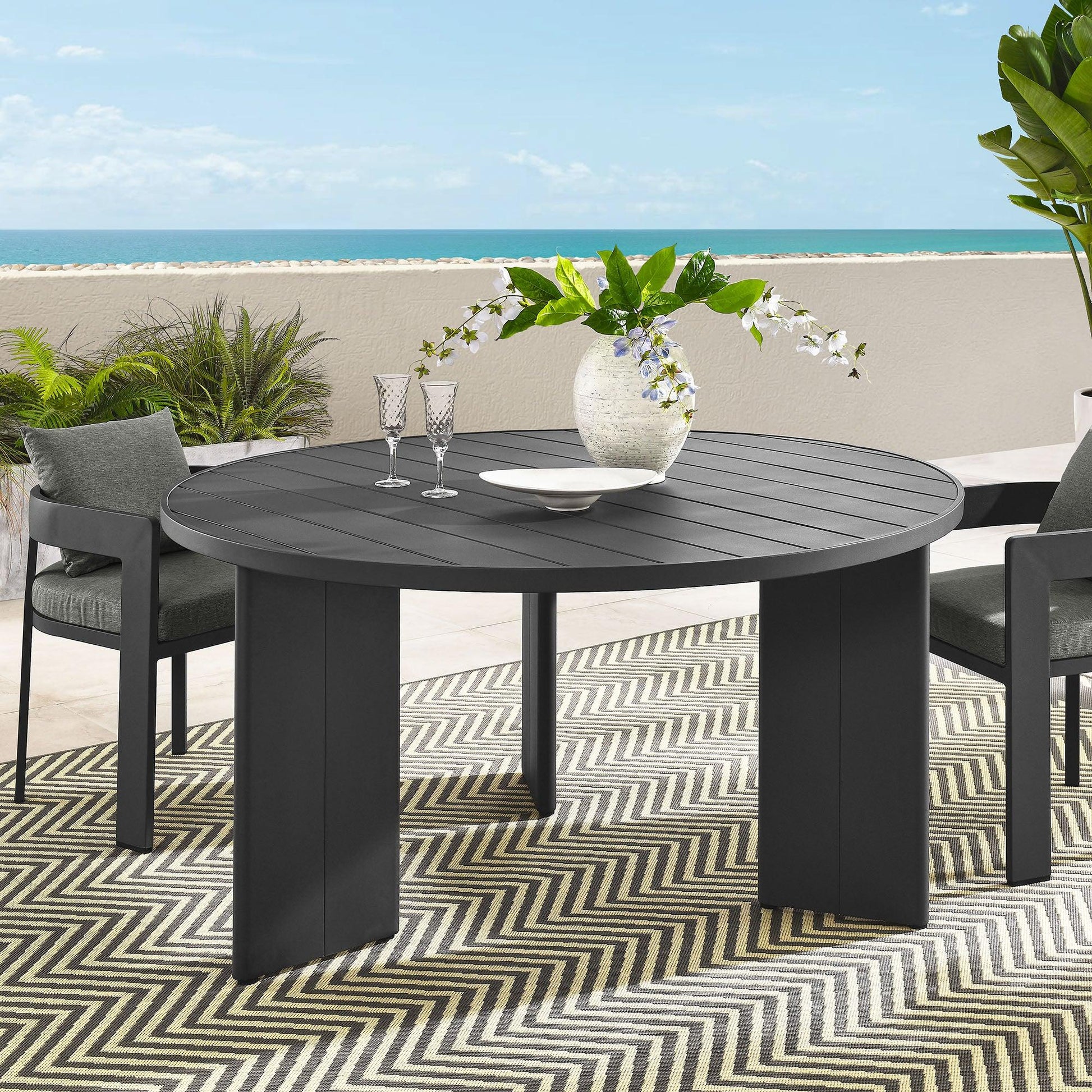 Tahoe Round Outdoor Patio Aluminum Dining Table by Modway FredCo